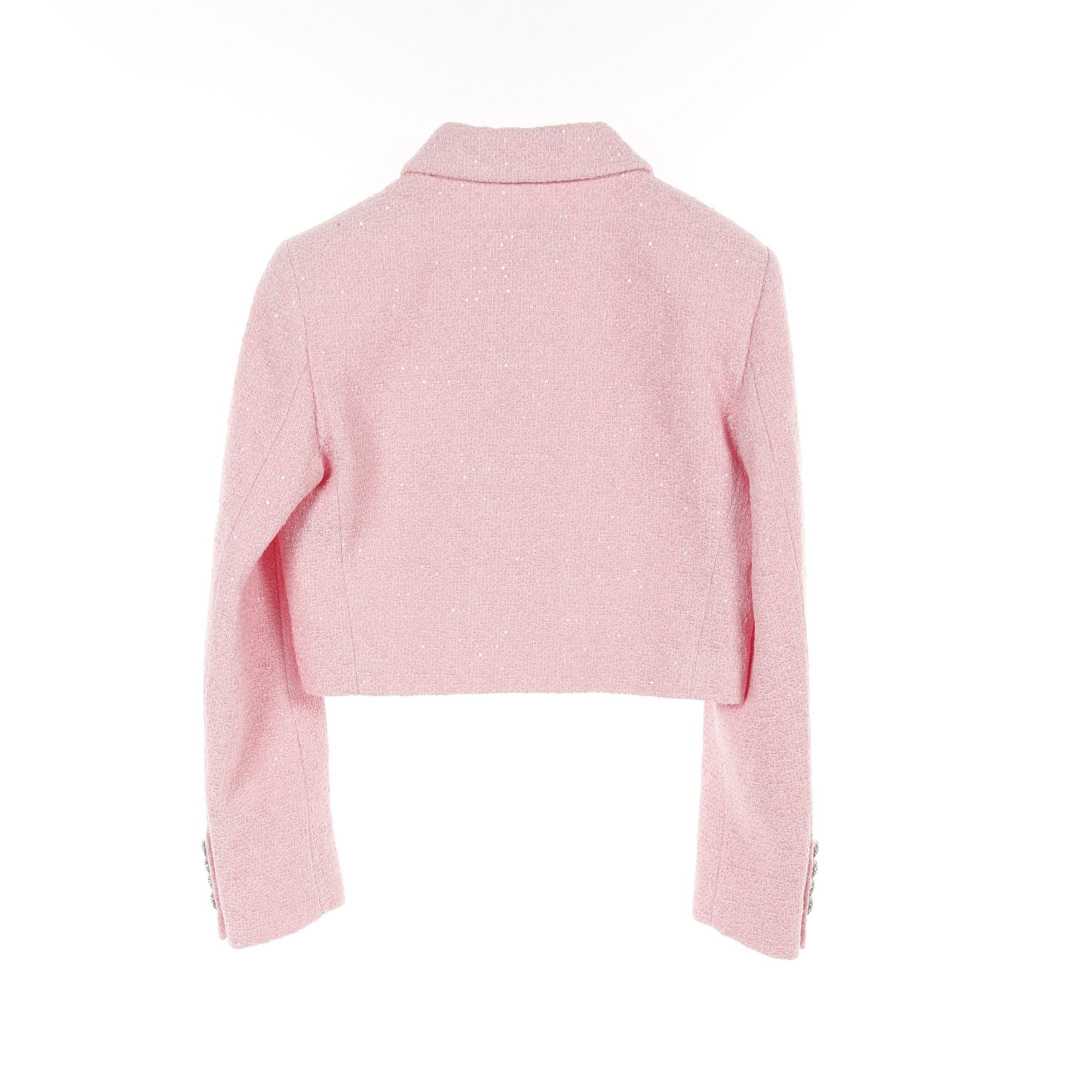 Gucci Gucci Cropped Tweed Jacket Cotton Wool Pink Sequin Size ONE SIZE - 2 Thumbnail