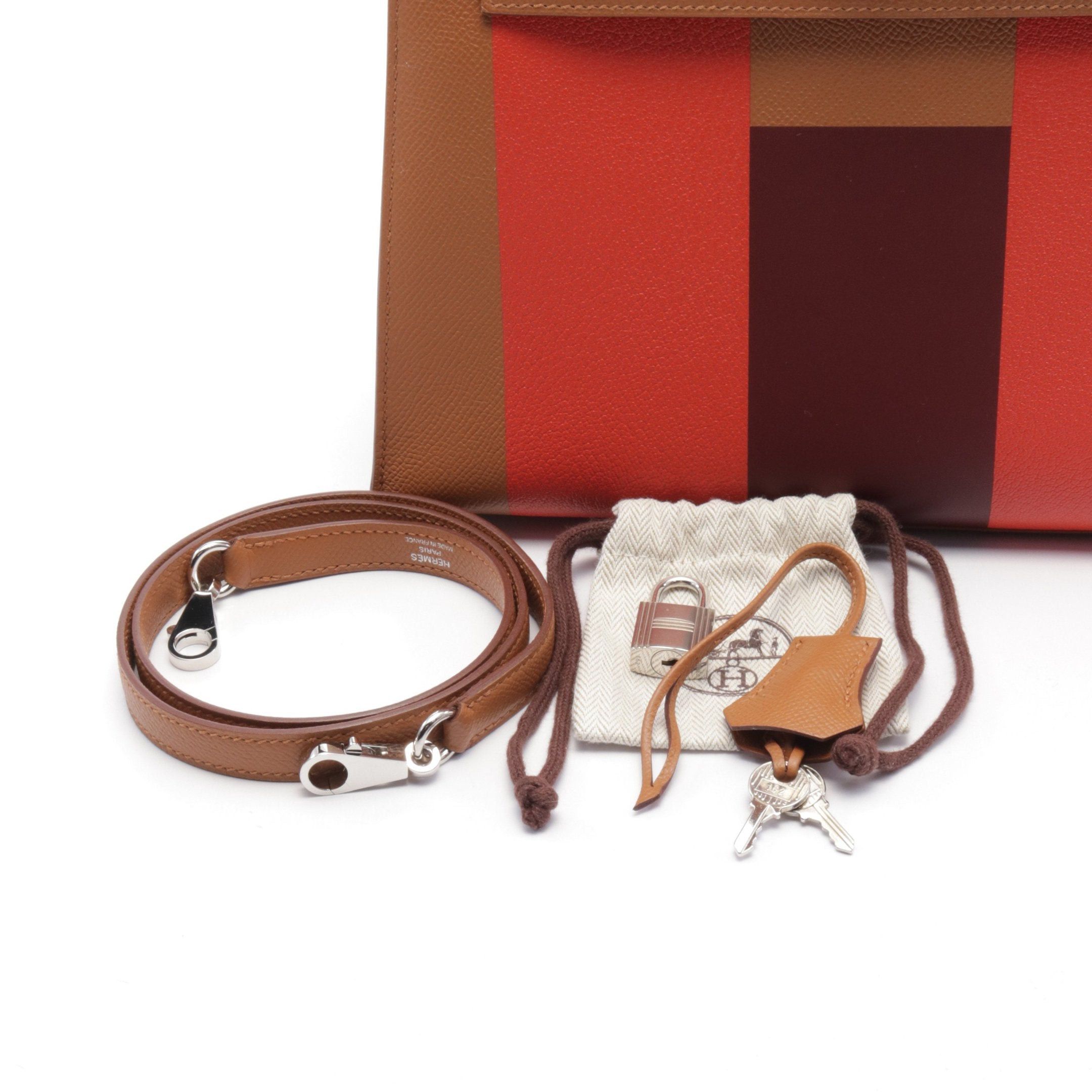 Hermes Hermes Kelly Letter 28 Gold Capucines Rouge Ash Handbag Veau Epsom Brown Orange Bordeaux Silver Hardware C Engraved Size ONE SIZE - 6 Thumbnail
