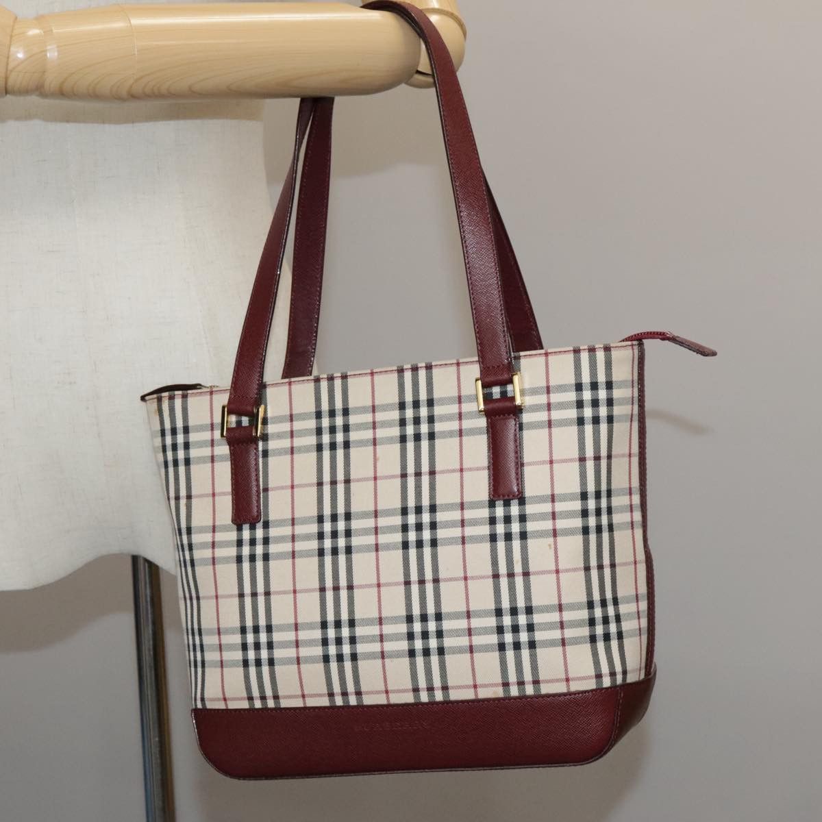 Burberry Nova Check Beige Canvas Tote Bag (Pre-Owned) Size ONE SIZE - 12 Thumbnail