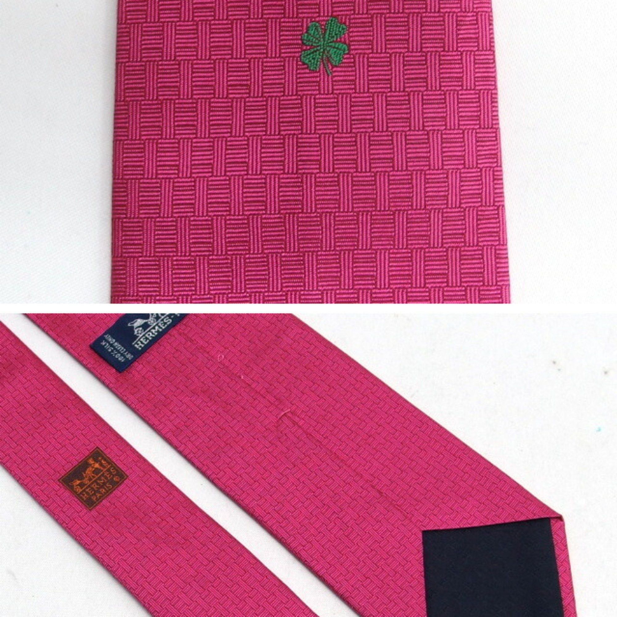Hermes Hermes Fasonne H Clover Tie Vivid Pink Size ONE SIZE - 5 Thumbnail