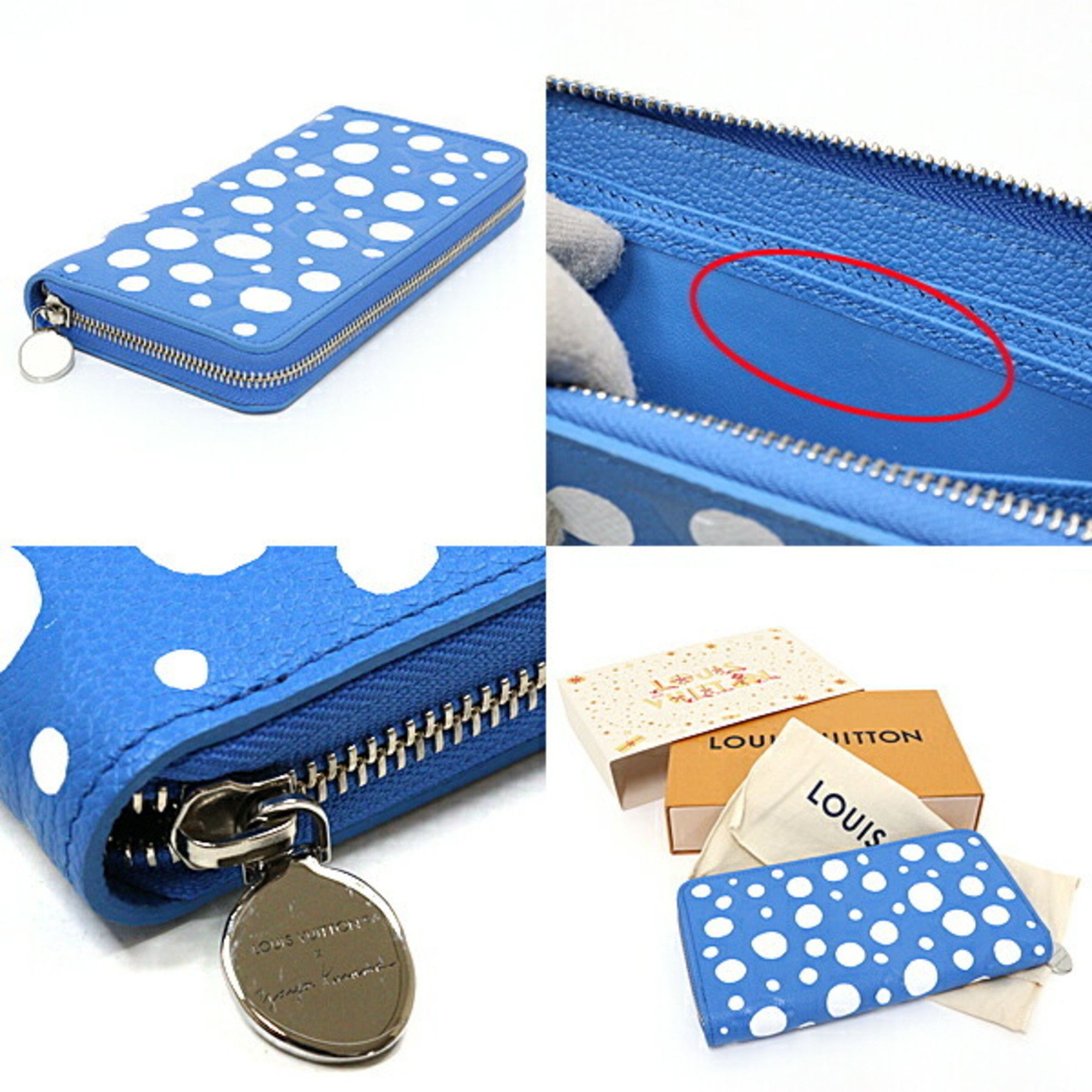 Louis Vuitton Louis Vuitton LV×YK Zippy Wallet Infinity Dot Blue Blanc M81954 Yayoi Kusama Size ONE SIZE - 3 Thumbnail