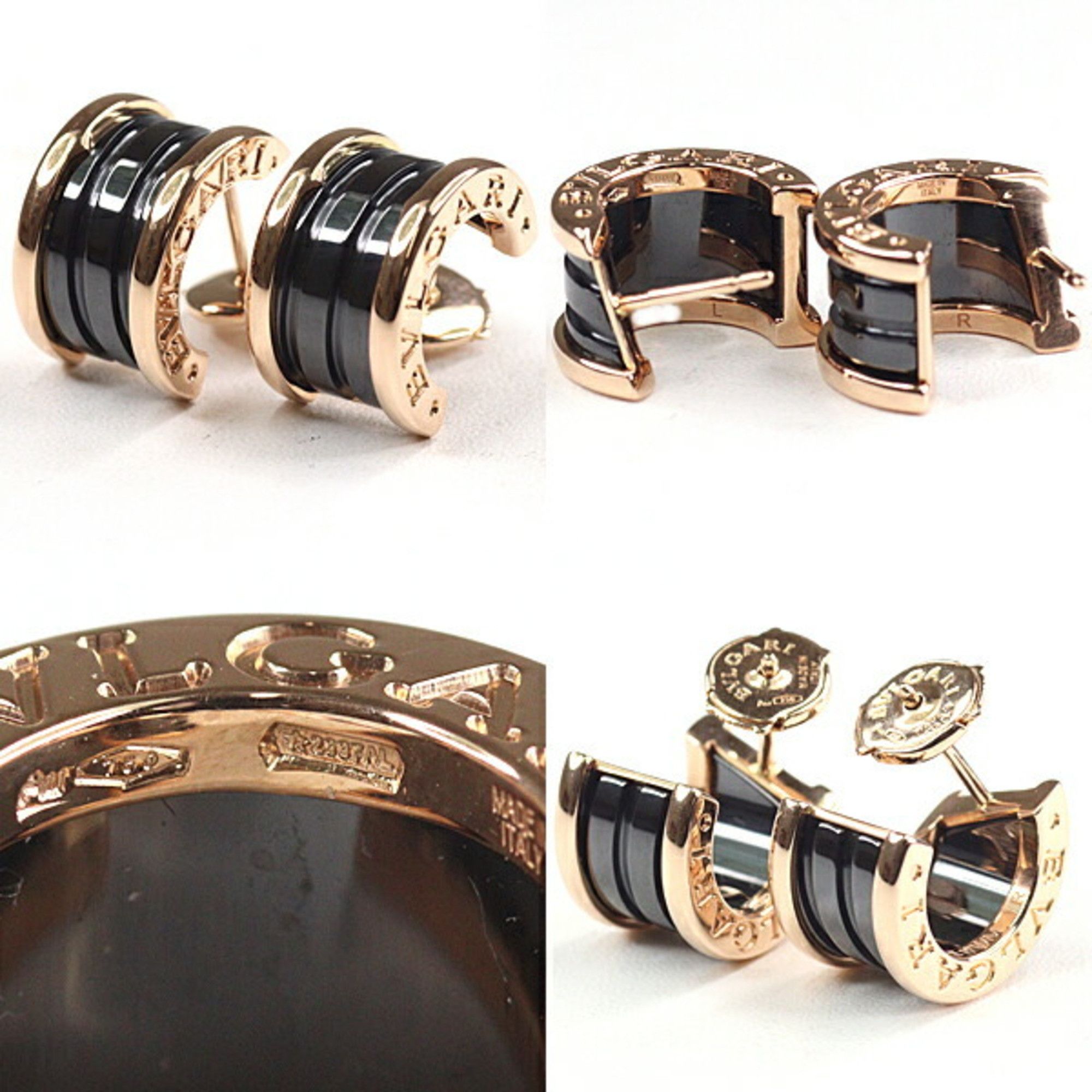 Bvlgari BVLGARI B.Zero1 Earrings, Pink Gold, K18PG, Black Ceramic Size ONE SIZE - 3 Thumbnail
