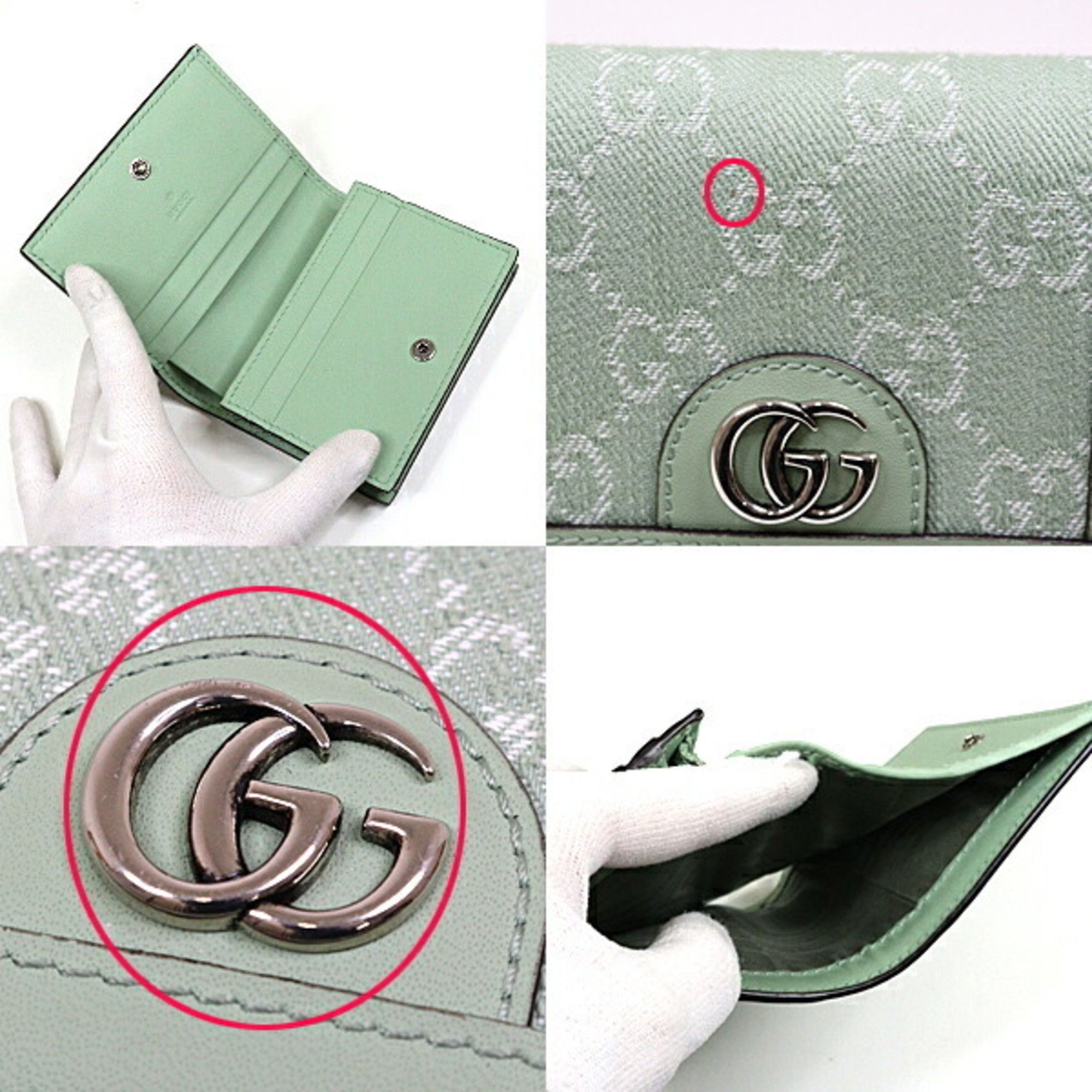 Gucci GUCCI Ophidia GG Card Case Wallet 523155 Pale Green Bi-fold Size ONE SIZE - 3 Thumbnail