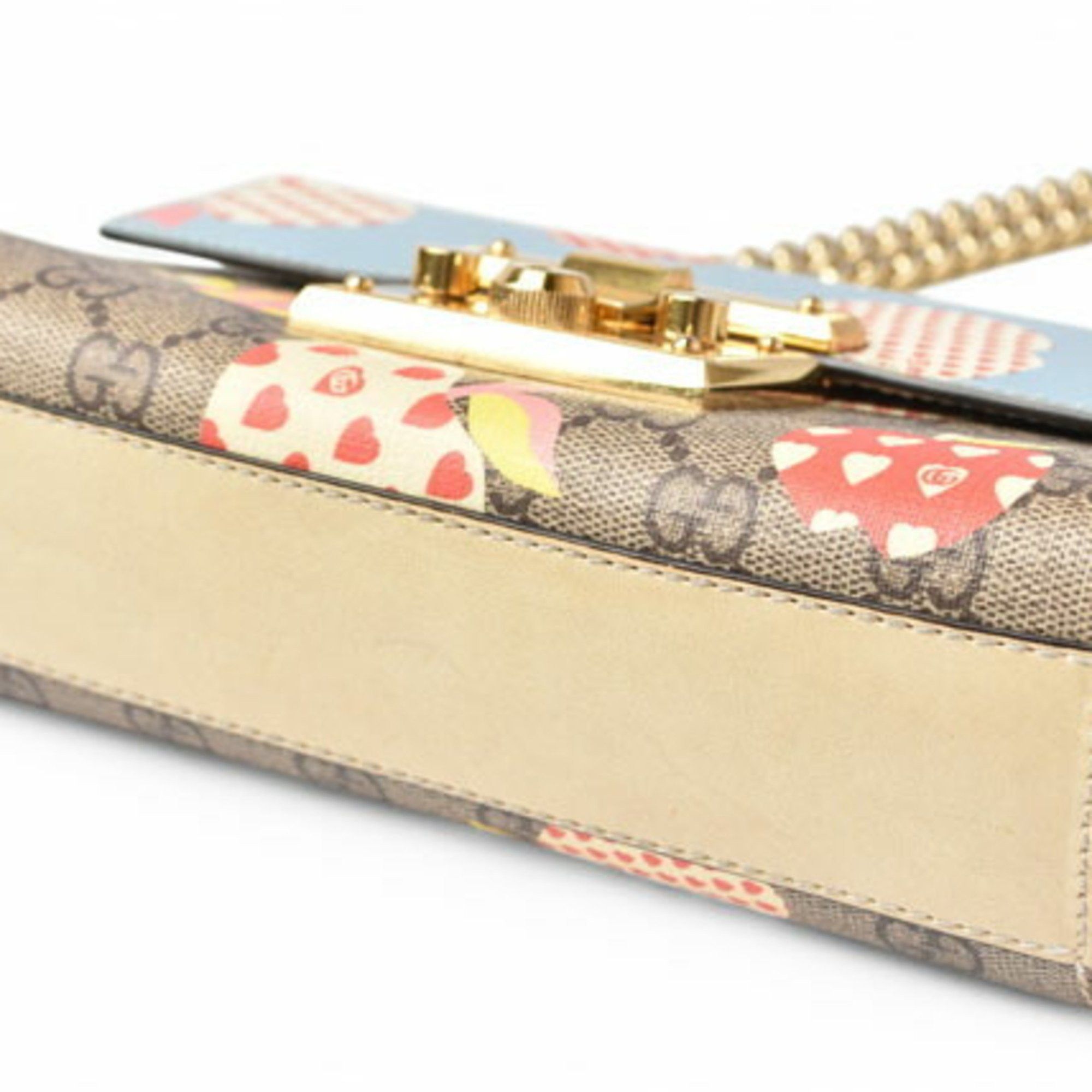 Gucci Gucci 2way Shoulder Bag Chain GUCCI GG Supreme Apple Print Brown Beige Blue 409487 Size ONE SIZE - 6 Thumbnail
