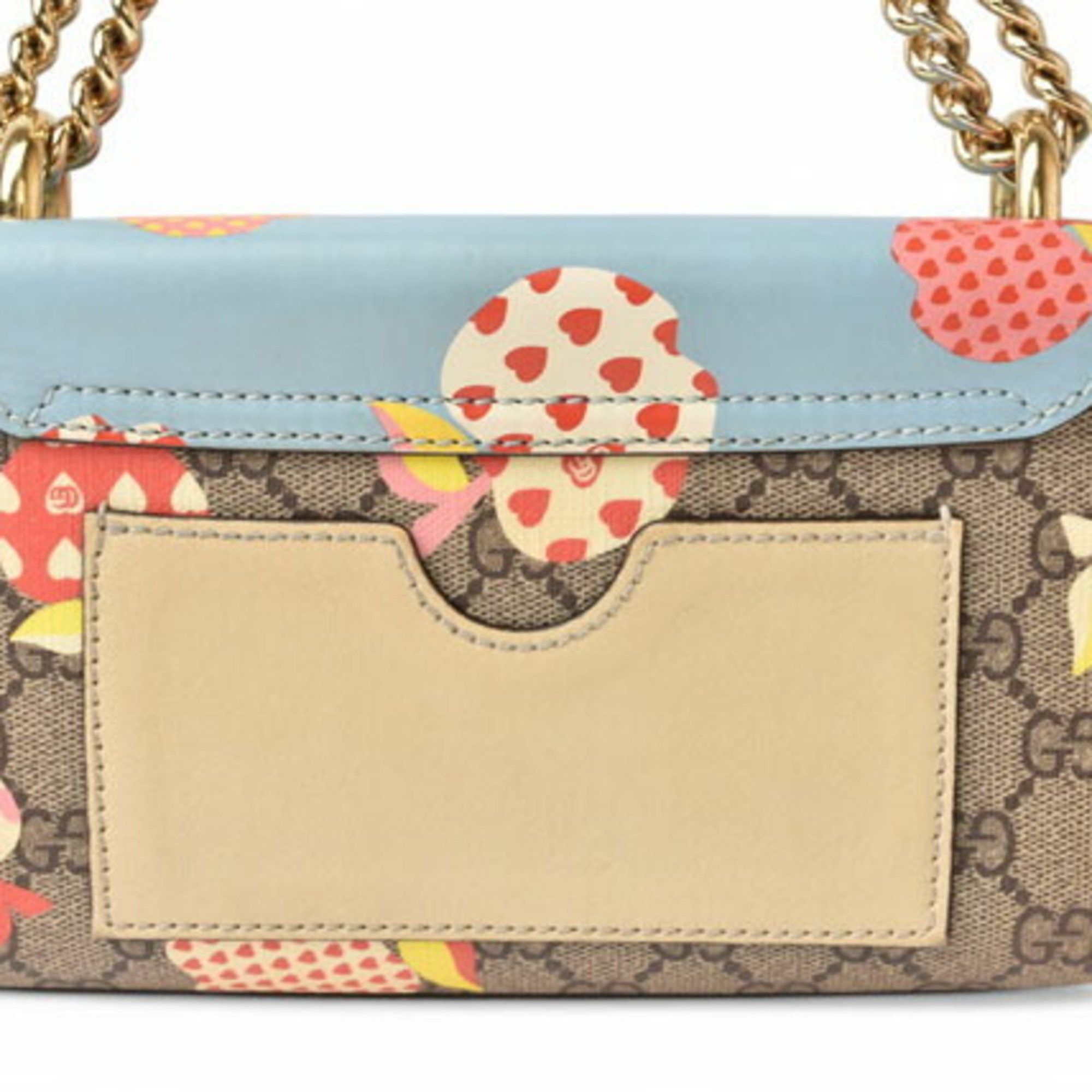 Gucci Gucci 2way Shoulder Bag Chain GUCCI GG Supreme Apple Print Brown Beige Blue 409487 Size ONE SIZE - 5 Thumbnail