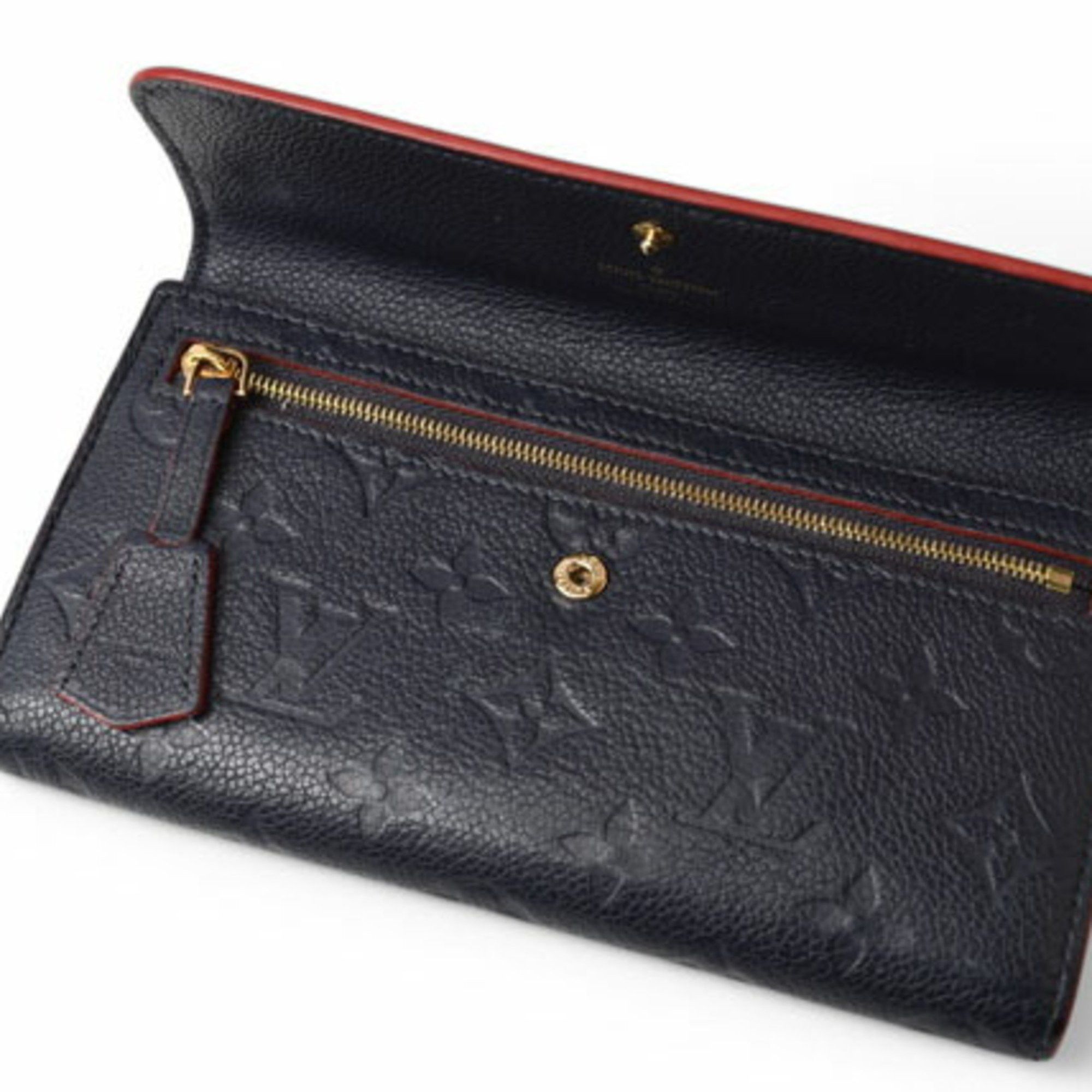 Louis Vuitton Louis Vuitton Long Wallet Portefeuille Pont Neuf Monogram Empreinte M62127 Marine Rouge Size ONE SIZE - 10 Thumbnail