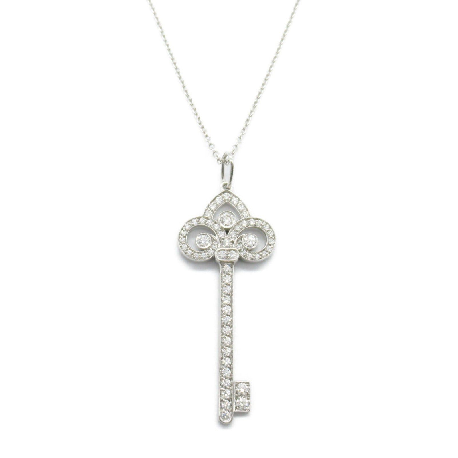 Tiffany & Co. Tiffany Co Key Necklace Pt950 Platinum Diamond Clear Size ONE SIZE - 2 Thumbnail