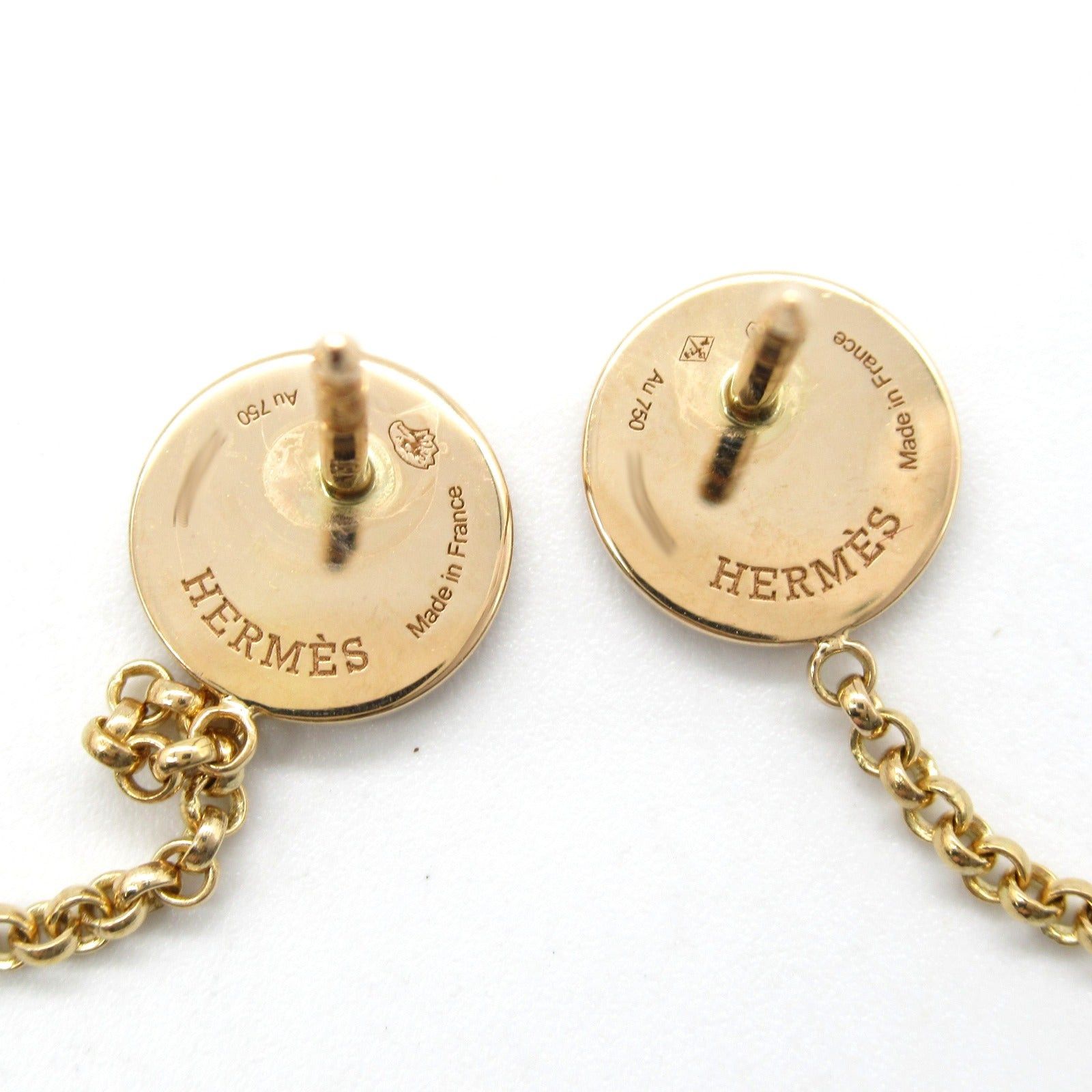 Hermes Hermes Exlibris Hoop Earrings K18Pg (Pink Gold) Diamond Gold Size ONE SIZE - 4 Thumbnail