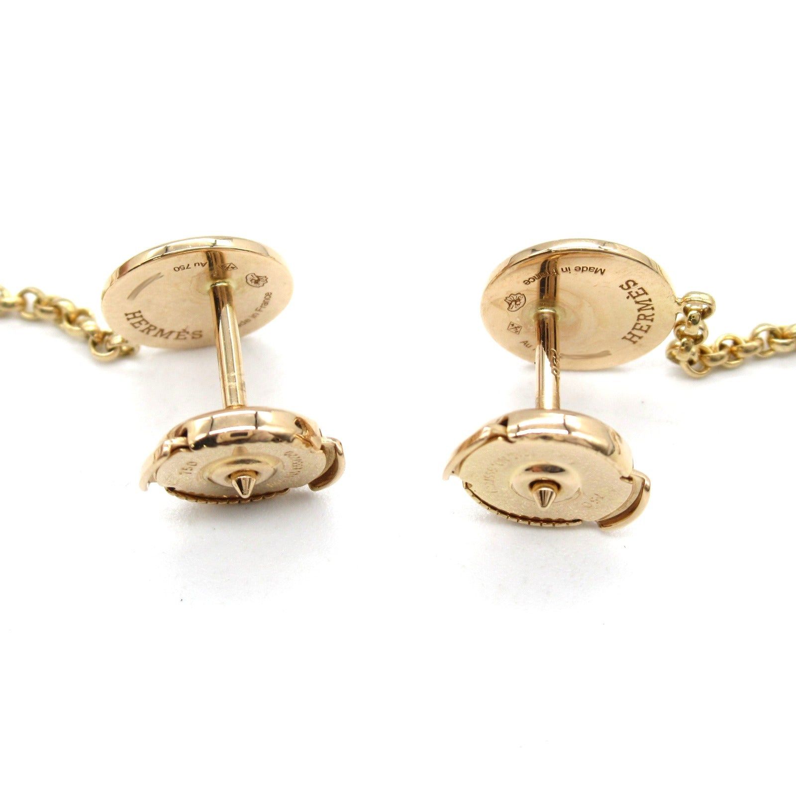 Hermes Hermes Exlibris Hoop Earrings K18Pg (Pink Gold) Diamond Gold Size ONE SIZE - 2 Thumbnail