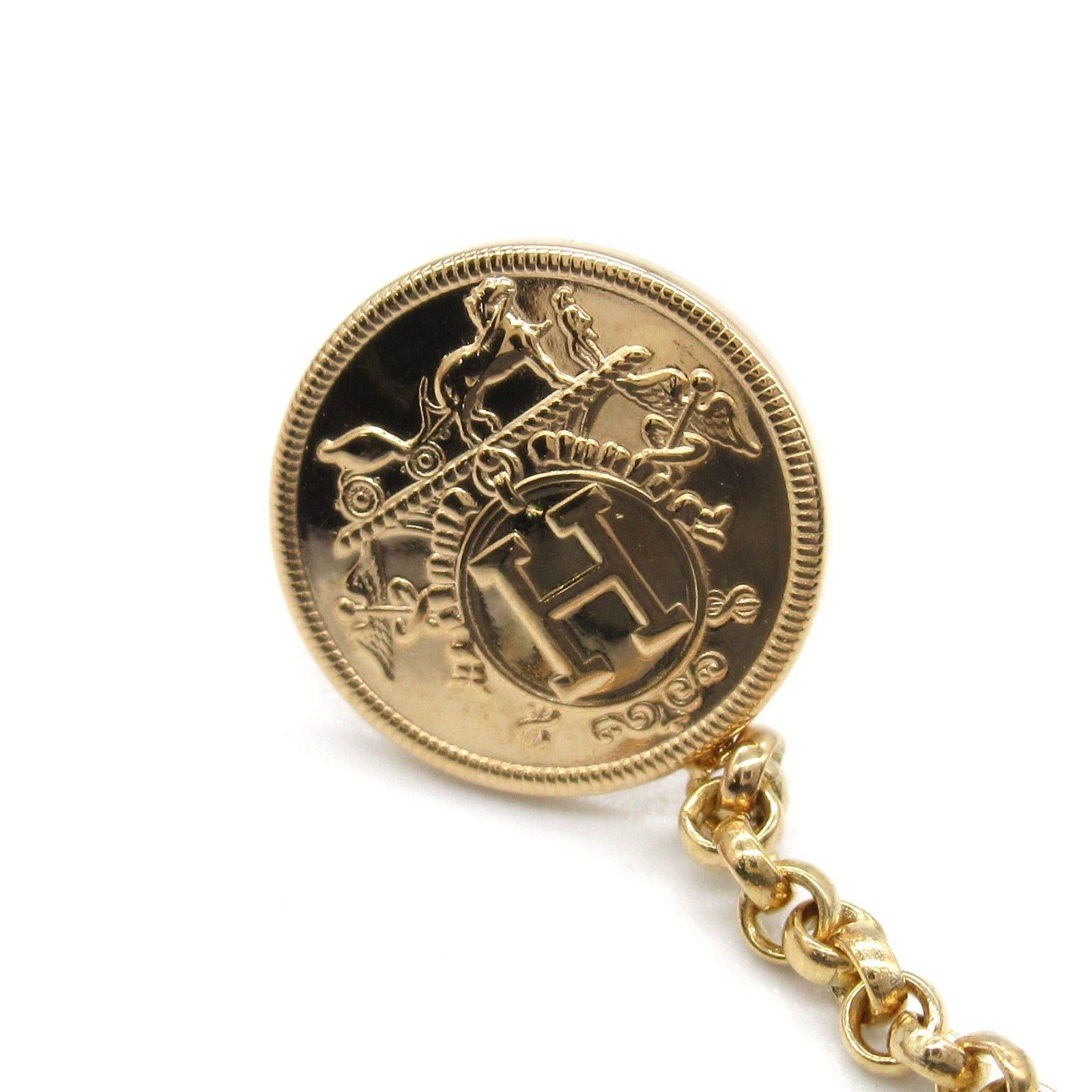 Hermes Hermes Exlibris Hoop Earrings K18Pg (Pink Gold) Diamond Gold Size ONE SIZE - 6 Thumbnail