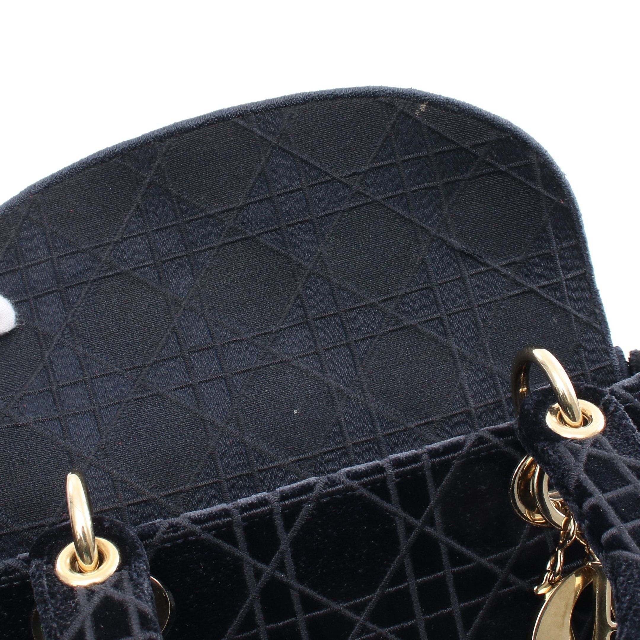 Dior Dior Lady Medium Handbag Velor Navy Multicolor Size ONE SIZE - 5 Thumbnail