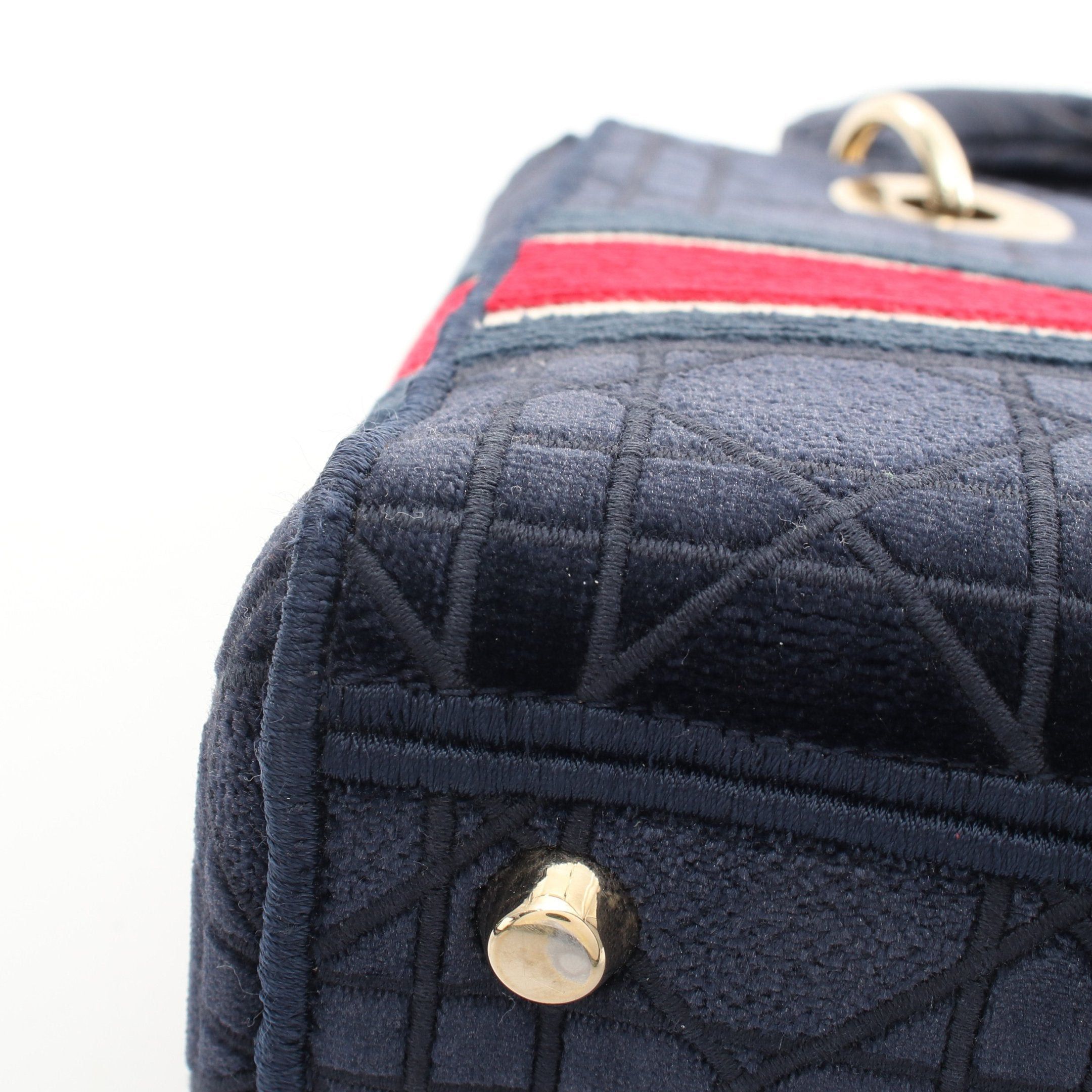 Dior Dior Lady Medium Handbag Velor Navy Multicolor Size ONE SIZE - 11 Thumbnail