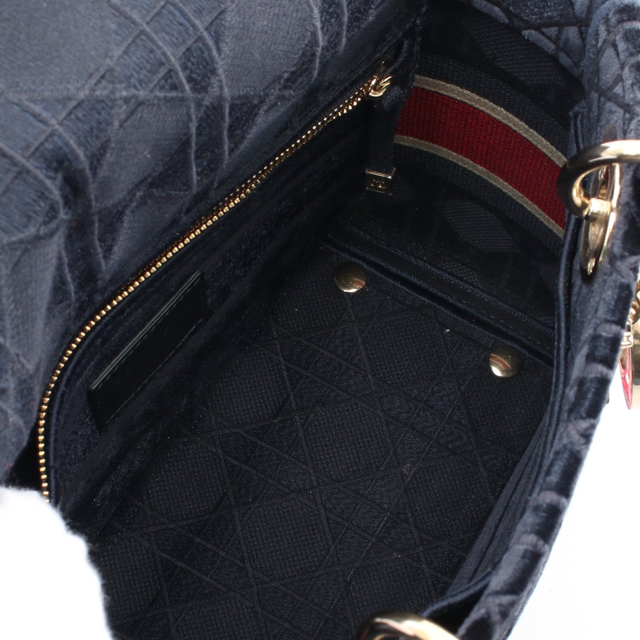 Dior Dior Lady Medium Handbag Velor Navy Multicolor Size ONE SIZE - 3 Thumbnail