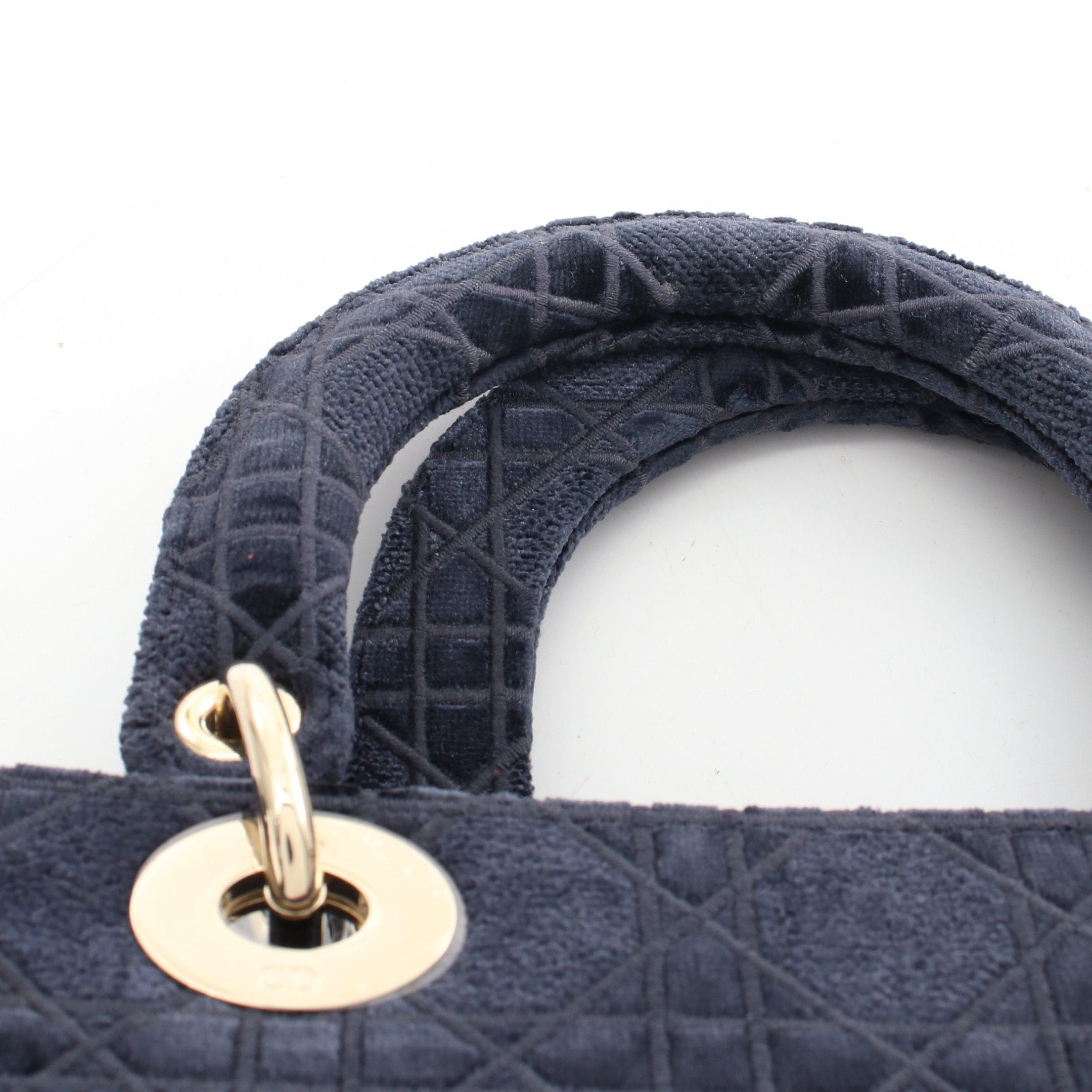 Dior Dior Lady Medium Handbag Velor Navy Multicolor Size ONE SIZE - 10 Thumbnail