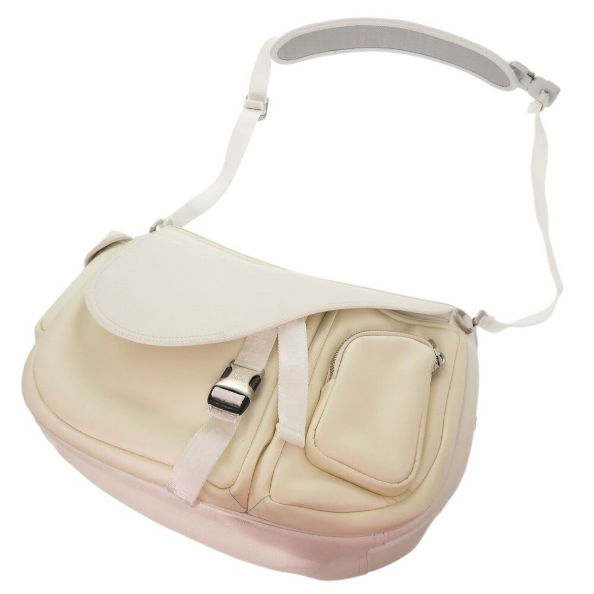 Dior Christian Dior x Sacai Saddle Soft Bag 1ADHO029USG Leather Nylon White Shoulder 1579Christian Men's Size ONE SIZE - 7 Thumbnail