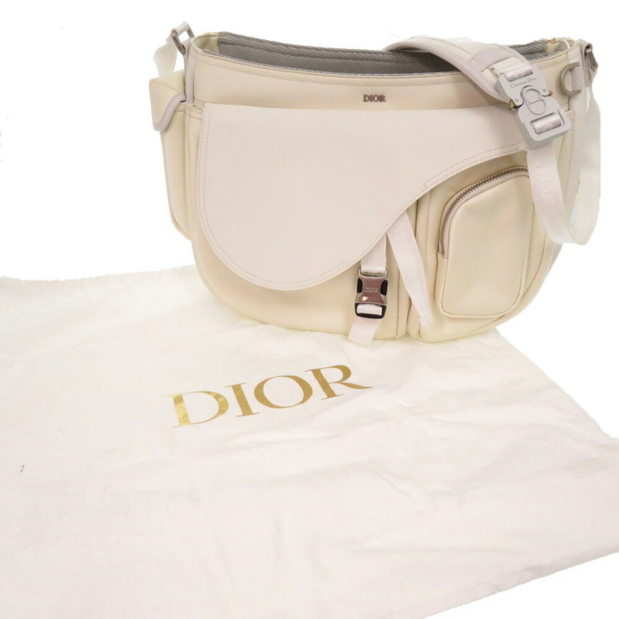 Dior Christian Dior x Sacai Saddle Soft Bag 1ADHO029USG Leather Nylon White Shoulder 1579Christian Men's Size ONE SIZE - 3 Thumbnail