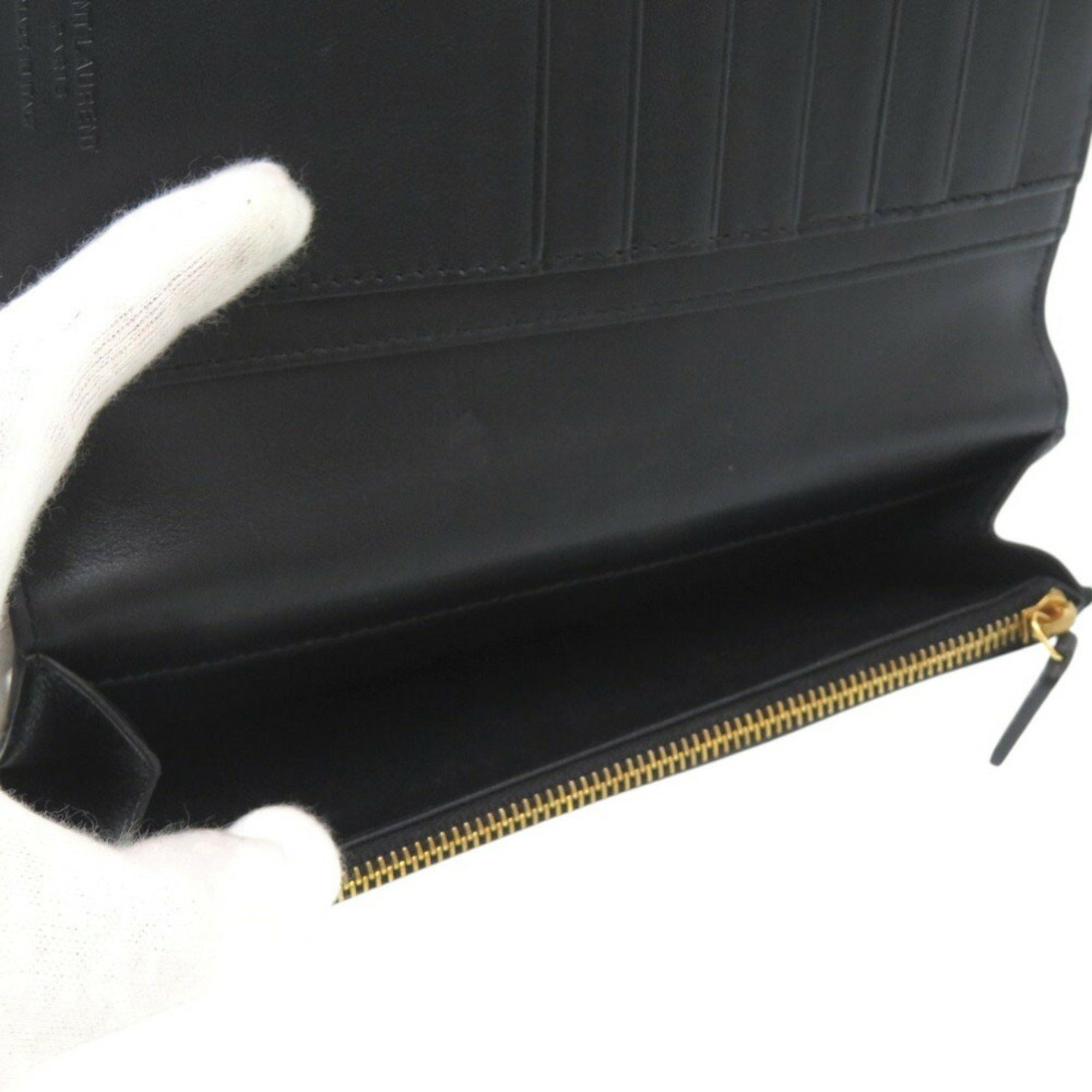 Saint Laurent Paris Yves Saint Laurent Paris Continental Wallet with Coin Purse Long 396308 H3Z2W 1000 Leather Black 1180SAINT LAURENT PARIS Size ONE SIZE - 6 Thumbnail