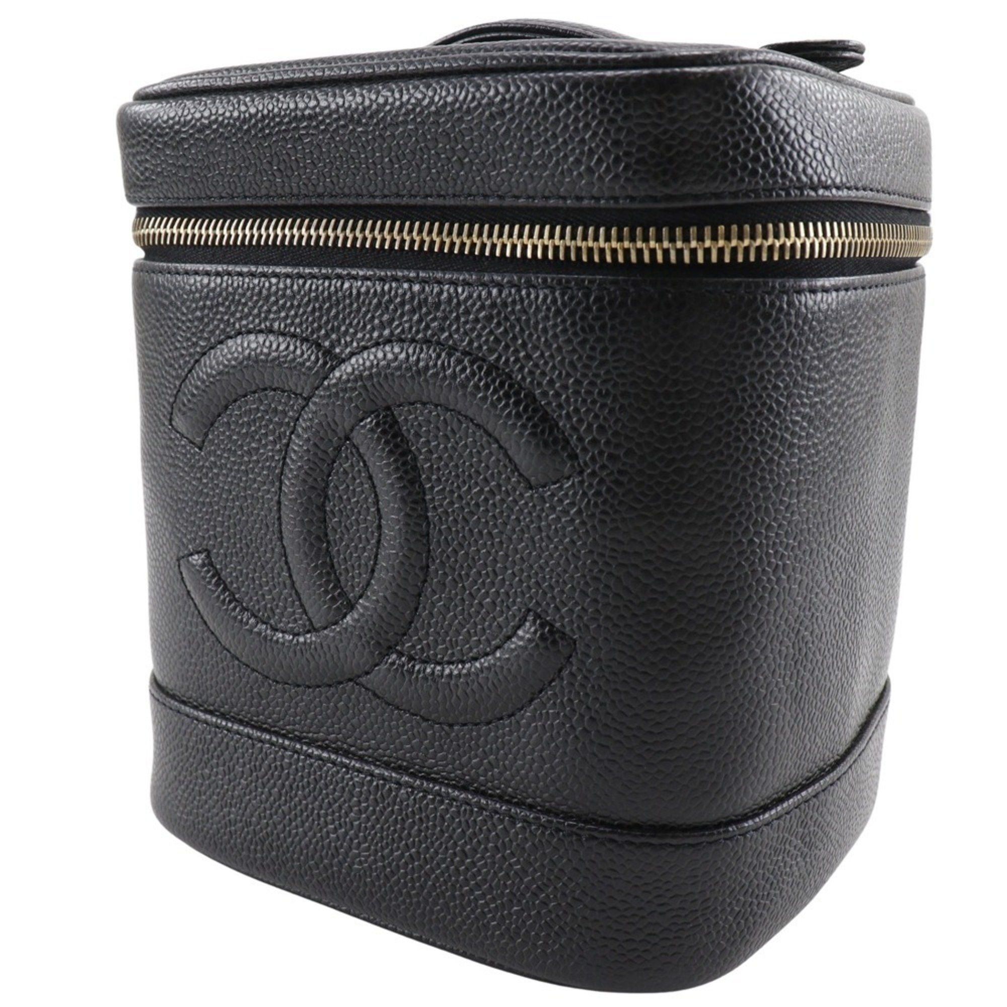 Chanel CHANEL Vanity Pouch Coco Mark Handbag A01998 Caviar Skin Black Women's Size ONE SIZE - 2 Thumbnail