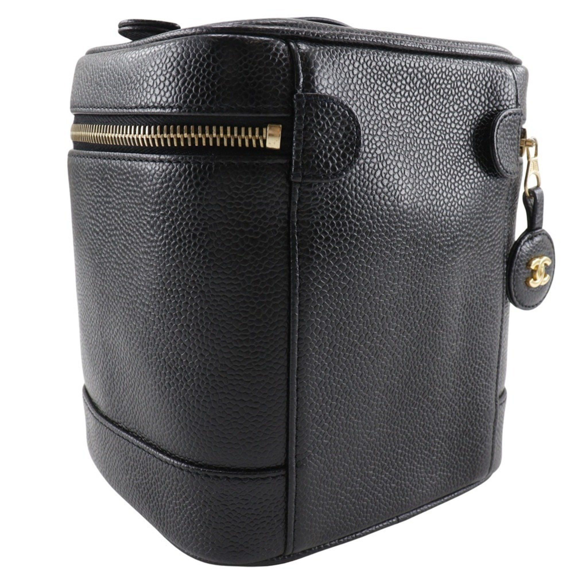 Chanel CHANEL Vanity Pouch Coco Mark Handbag A01998 Caviar Skin Black Women's Size ONE SIZE - 3 Thumbnail