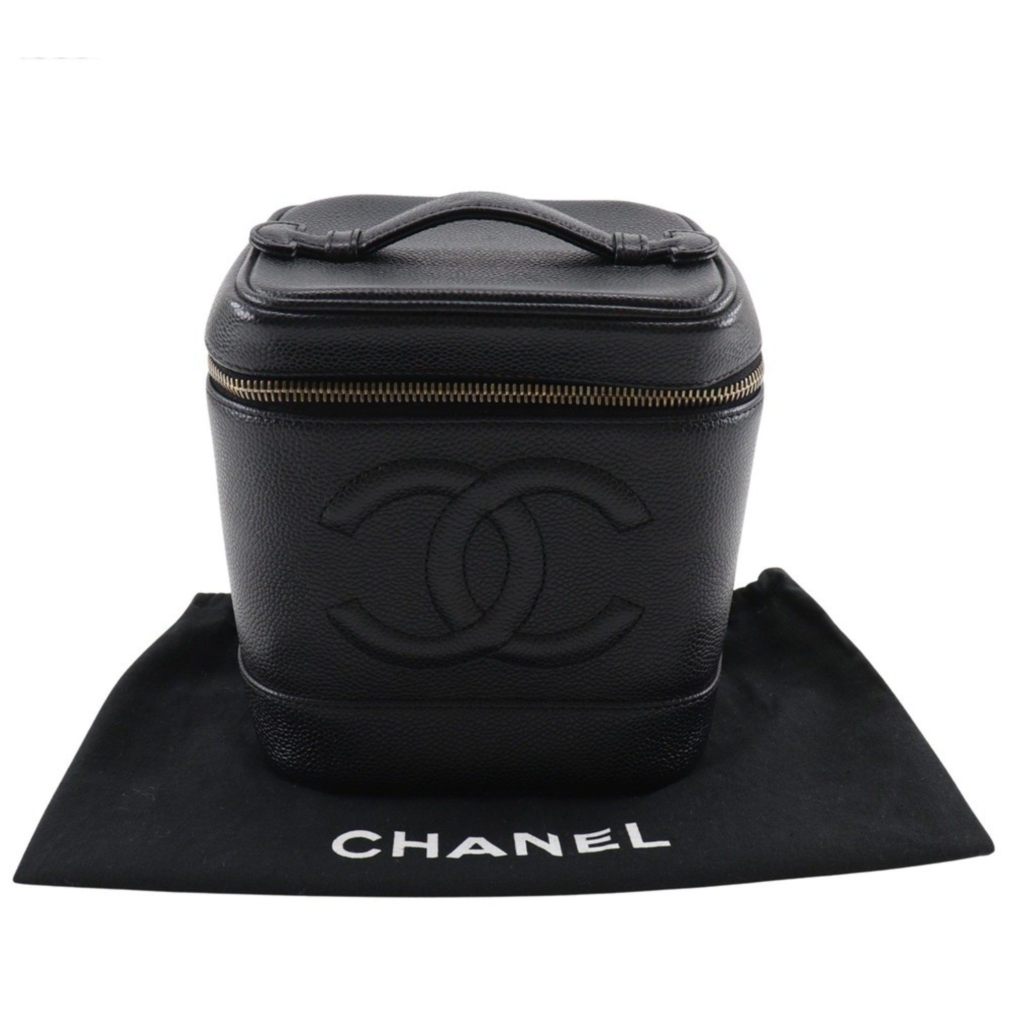 Chanel CHANEL Vanity Pouch Coco Mark Handbag A01998 Caviar Skin Black Women's Size ONE SIZE - 10 Thumbnail