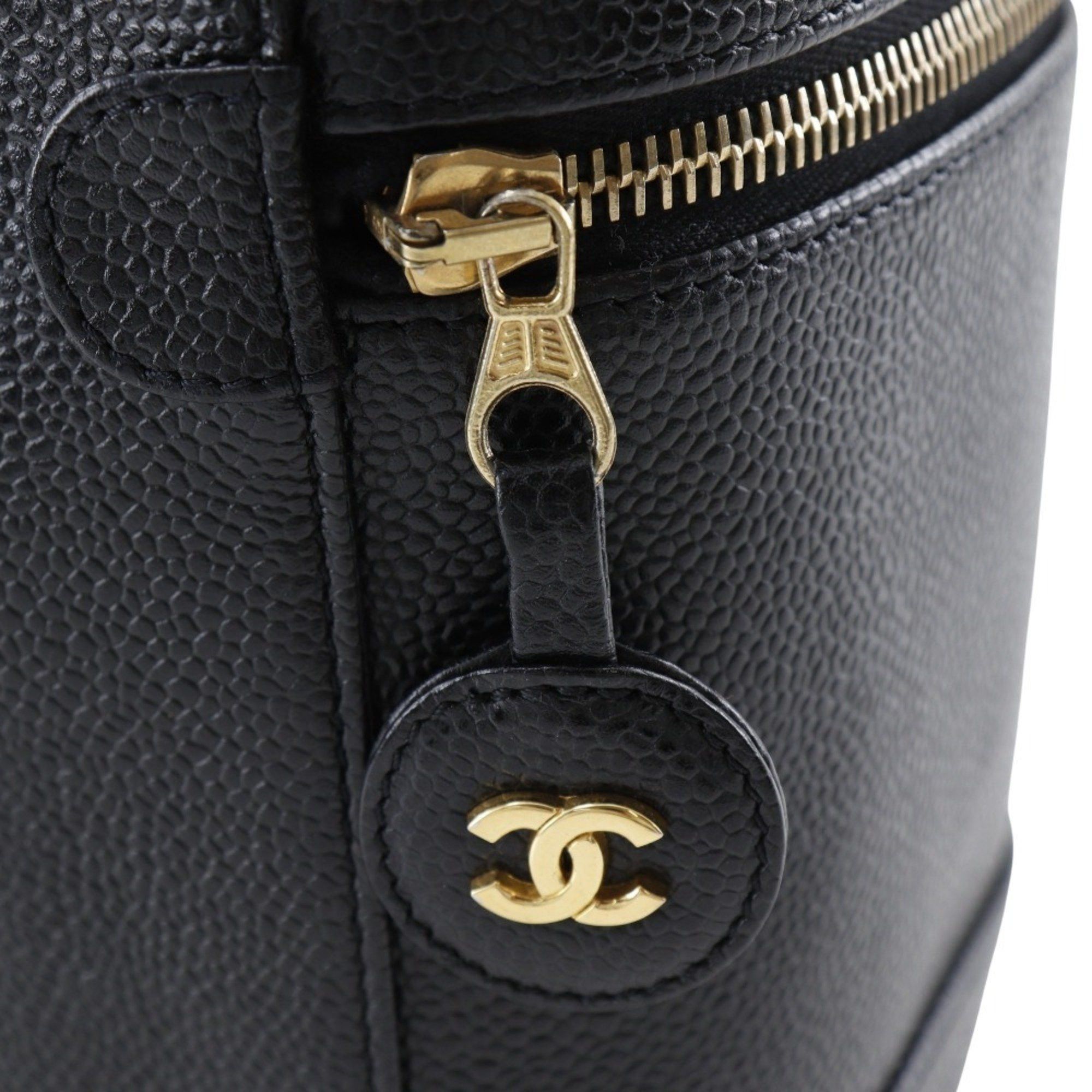Chanel CHANEL Vanity Pouch Coco Mark Handbag A01998 Caviar Skin Black Women's Size ONE SIZE - 7 Thumbnail