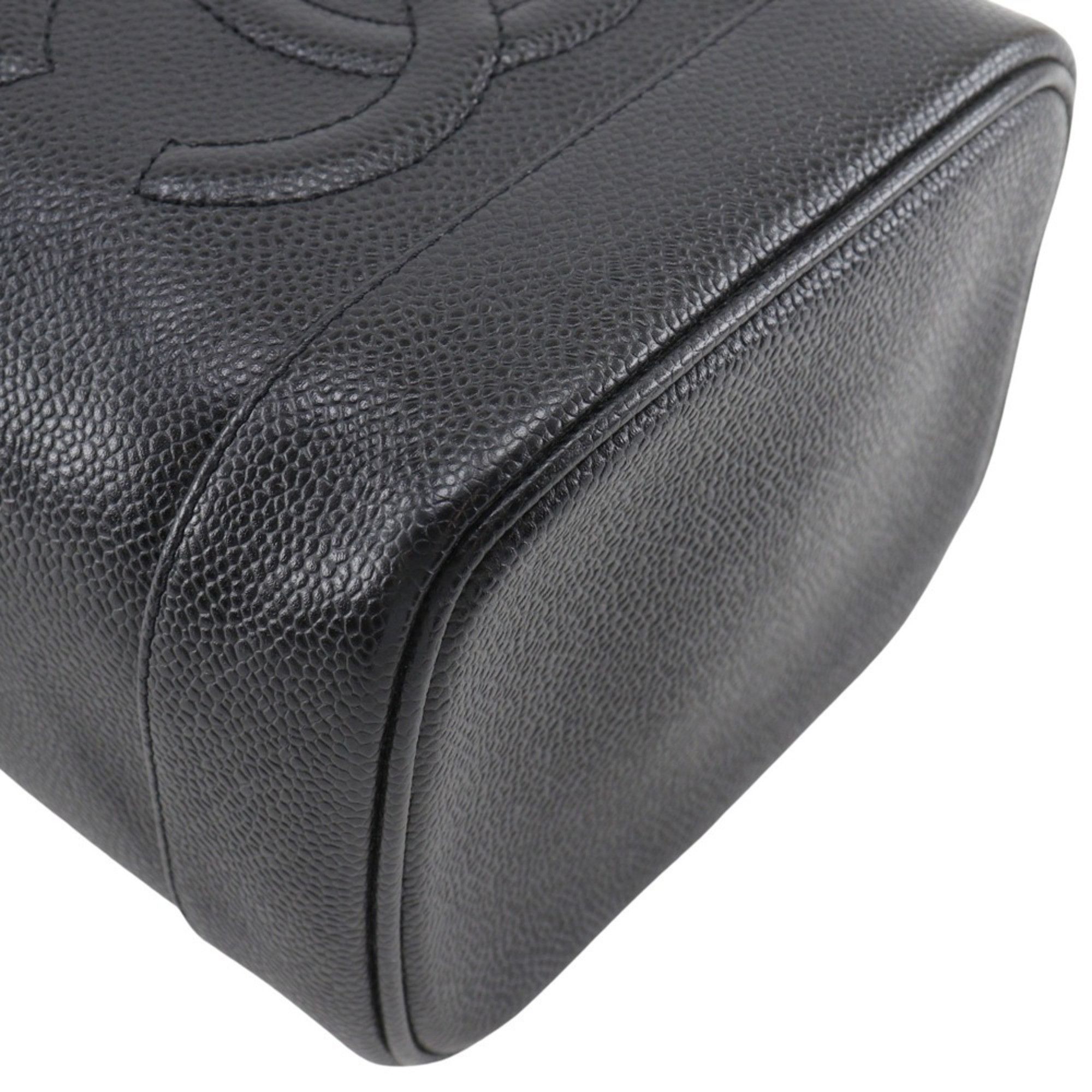 Chanel CHANEL Vanity Pouch Coco Mark Handbag A01998 Caviar Skin Black Women's Size ONE SIZE - 4 Thumbnail