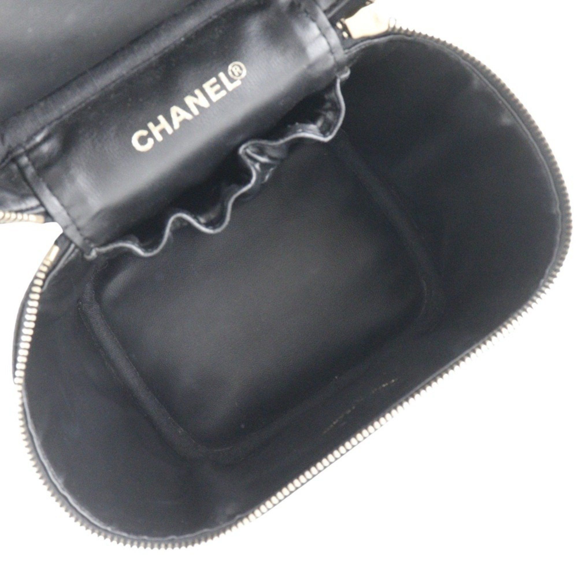 Chanel CHANEL Vanity Pouch Coco Mark Handbag A01998 Caviar Skin Black Women's Size ONE SIZE - 6 Thumbnail