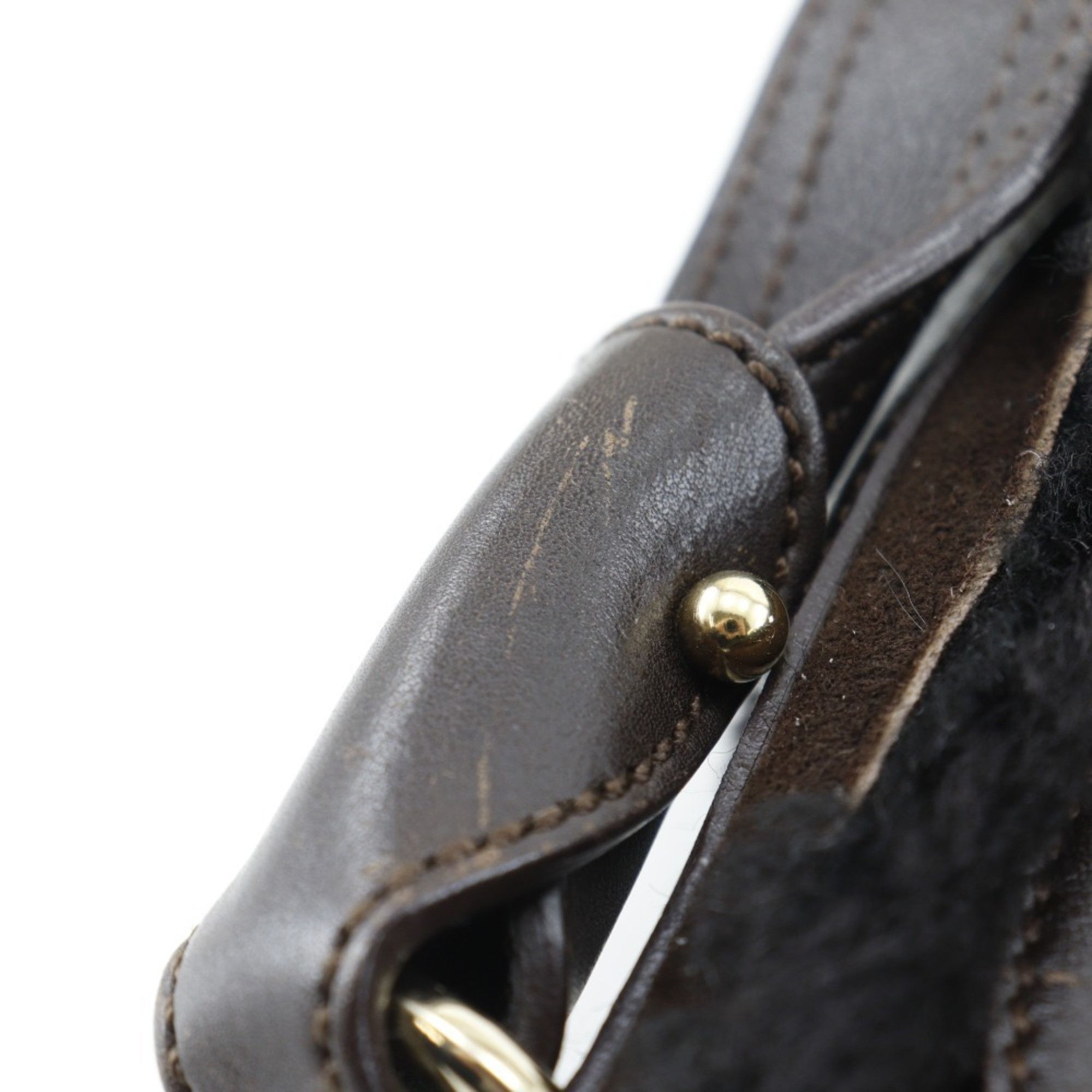 Salvatore Ferragamo Salvatore Ferragamo Gancini Shoulder Bag EZ-21 4887 Mouton Brown Flap Women's Size ONE SIZE - 7 Thumbnail