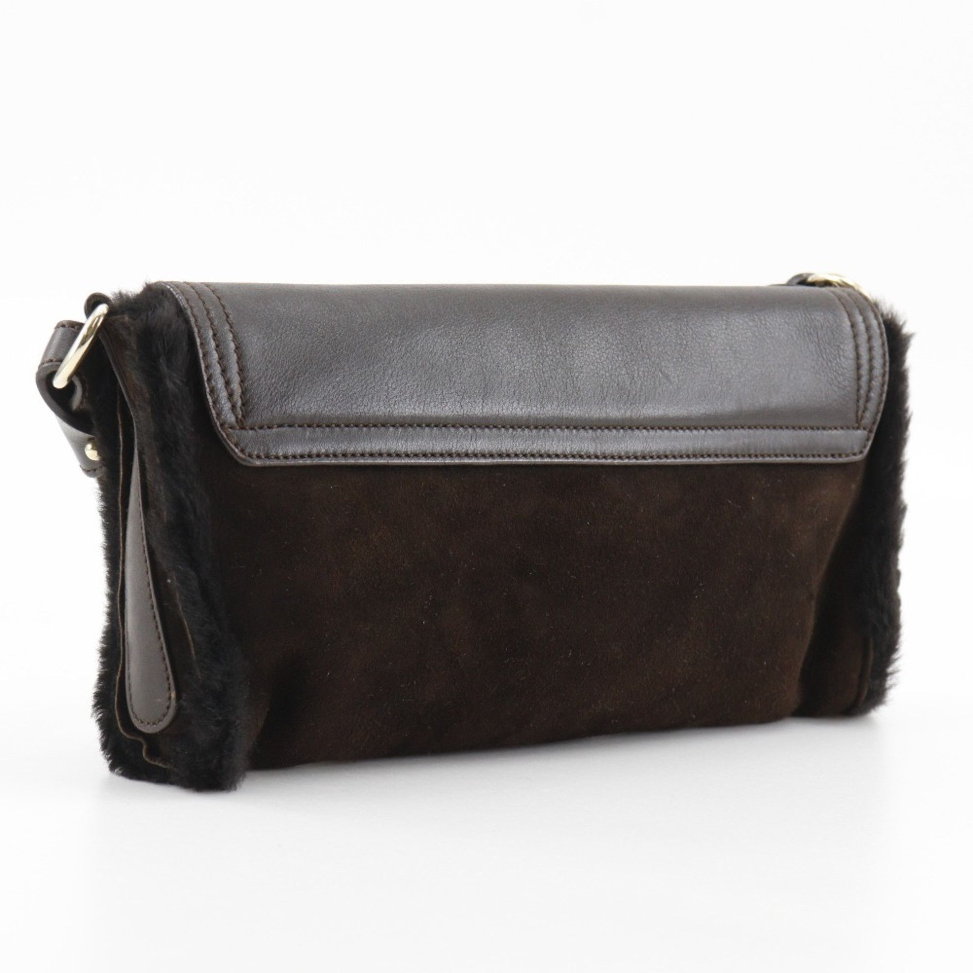 Salvatore Ferragamo Salvatore Ferragamo Gancini Shoulder Bag EZ-21 4887 Mouton Brown Flap Women's Size ONE SIZE - 3 Thumbnail