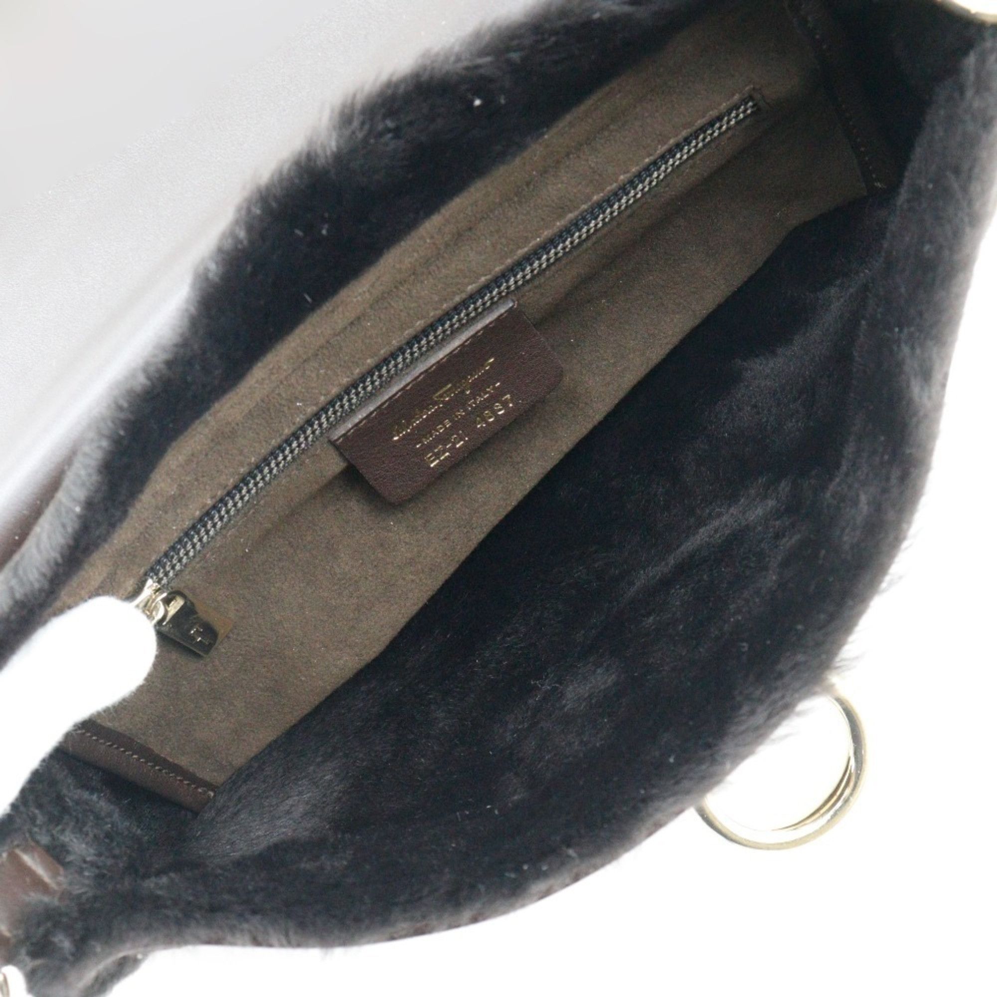 Salvatore Ferragamo Salvatore Ferragamo Gancini Shoulder Bag EZ-21 4887 Mouton Brown Flap Women's Size ONE SIZE - 5 Thumbnail