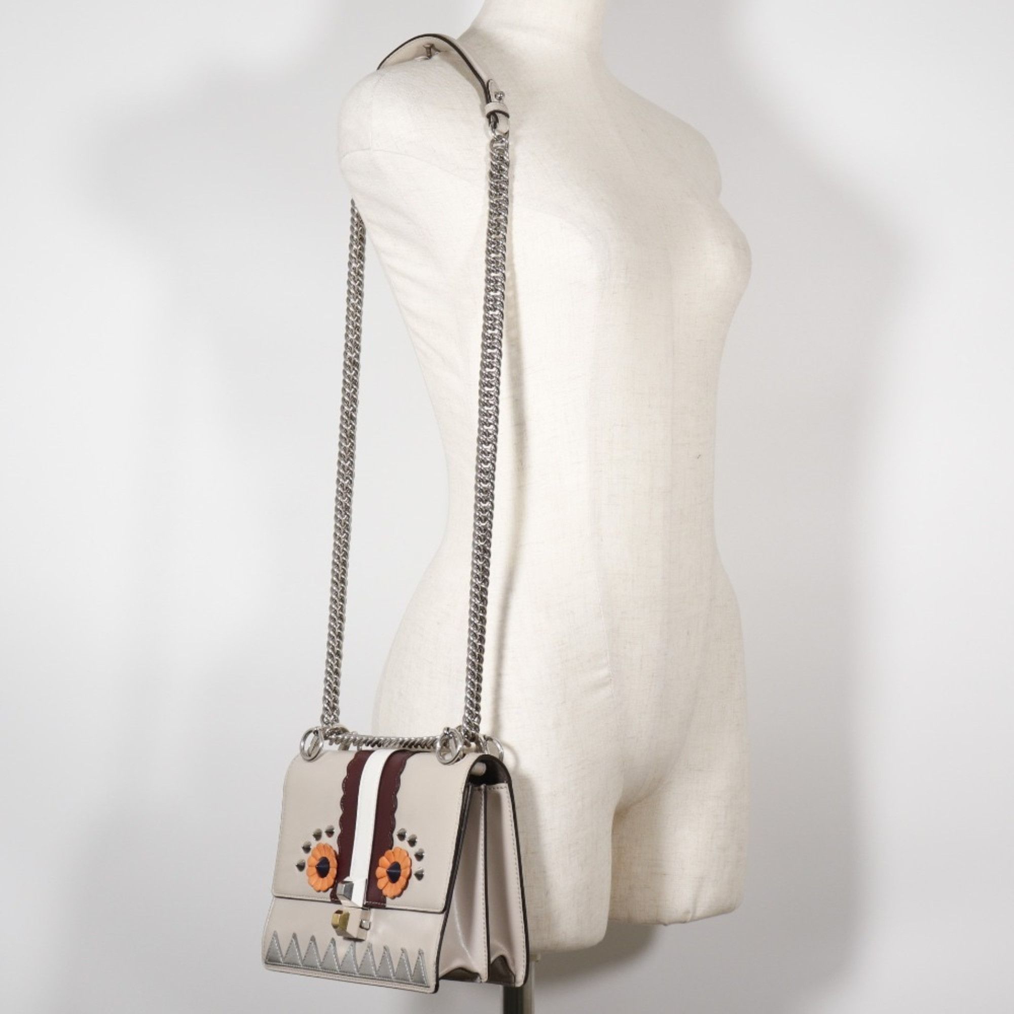 Fendi FENDI Canai Shoulder Bag Studs 8M0381-9JU Calf Beige Flap Mini Women's Size ONE SIZE - 7 Thumbnail