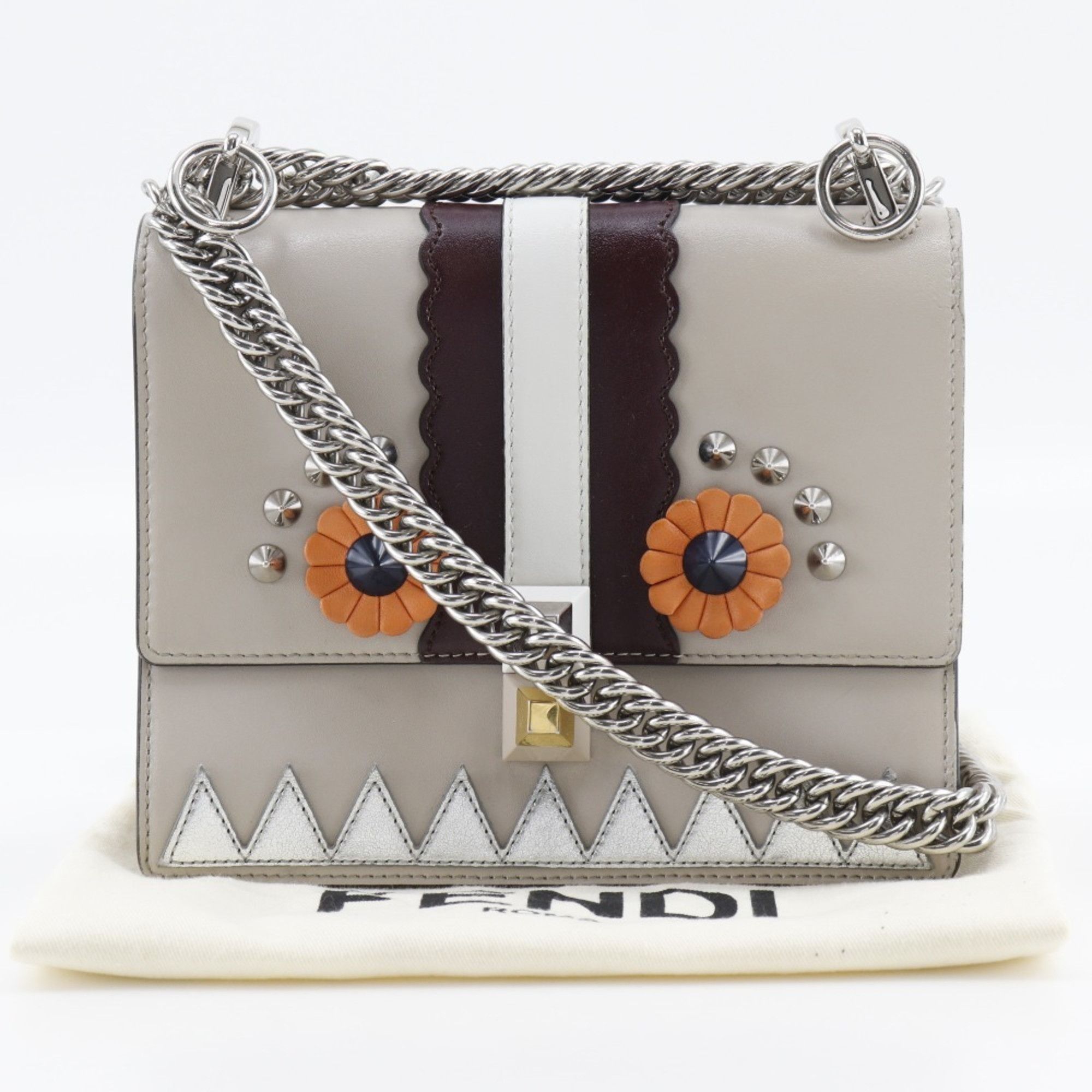 Fendi FENDI Canai Shoulder Bag Studs 8M0381-9JU Calf Beige Flap Mini Women's Size ONE SIZE - 8 Thumbnail