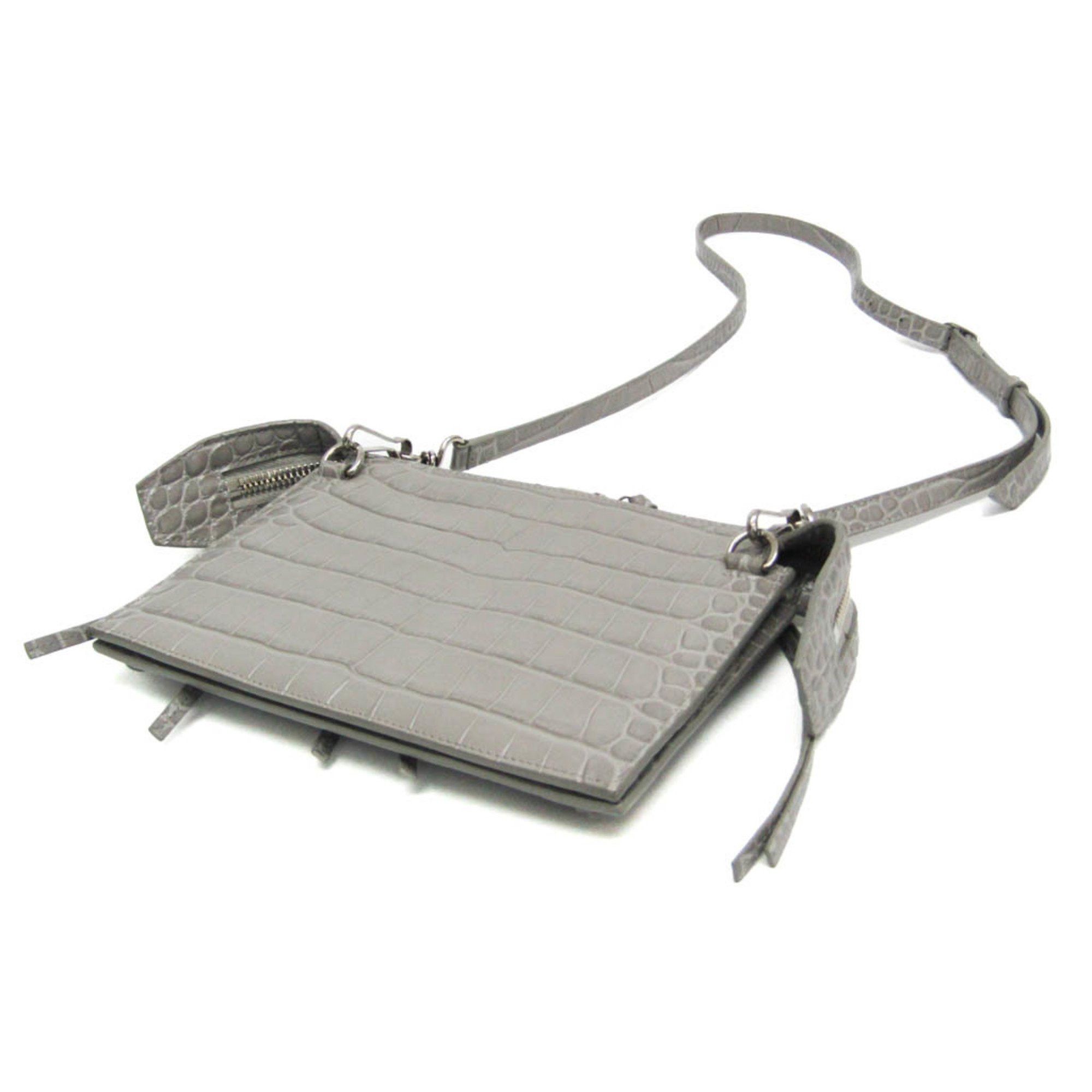 Balenciaga Balenciaga 655247 Women's Leather Shoulder Bag Gray Size ONE SIZE - 3 Thumbnail