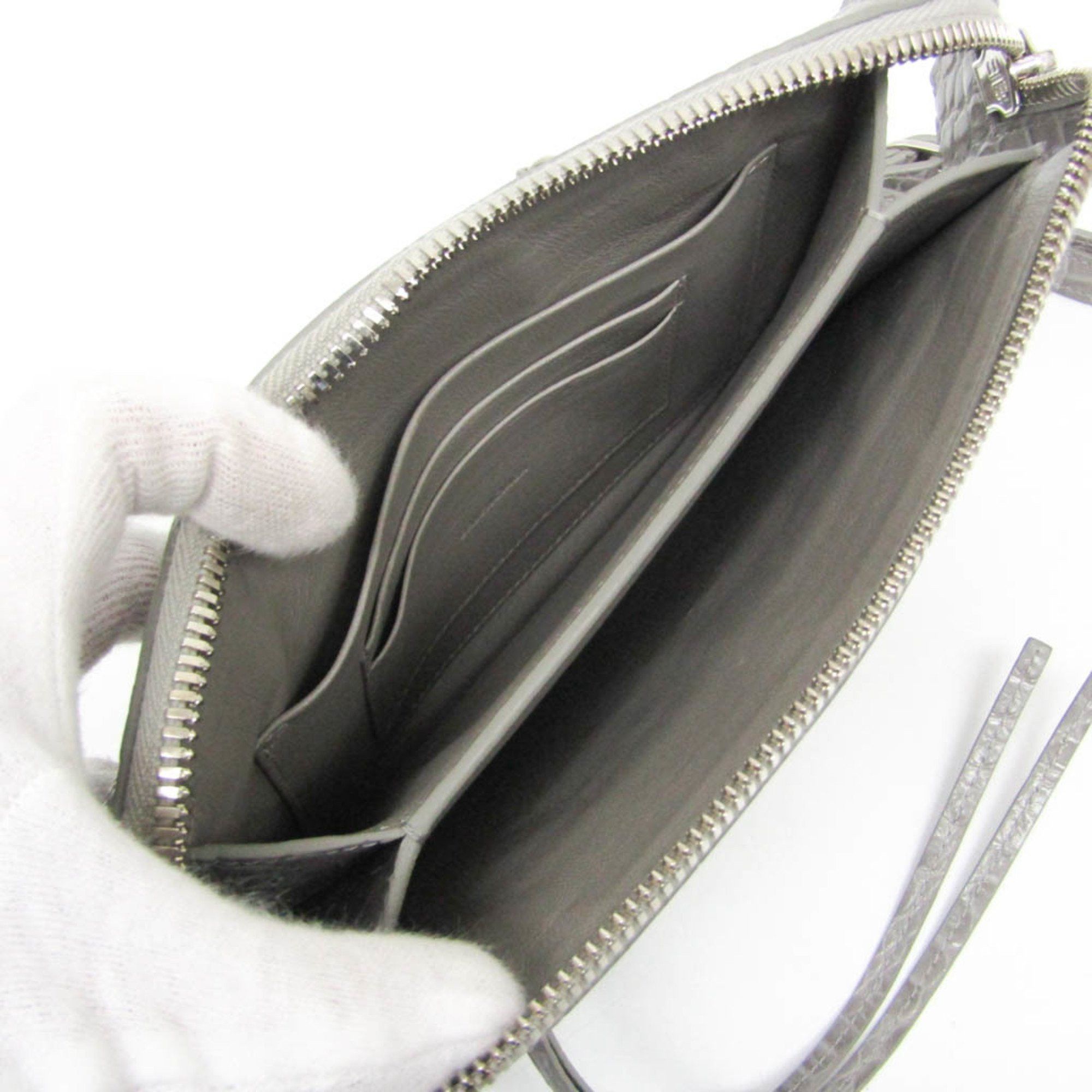 Balenciaga Balenciaga 655247 Women's Leather Shoulder Bag Gray Size ONE SIZE - 4 Thumbnail