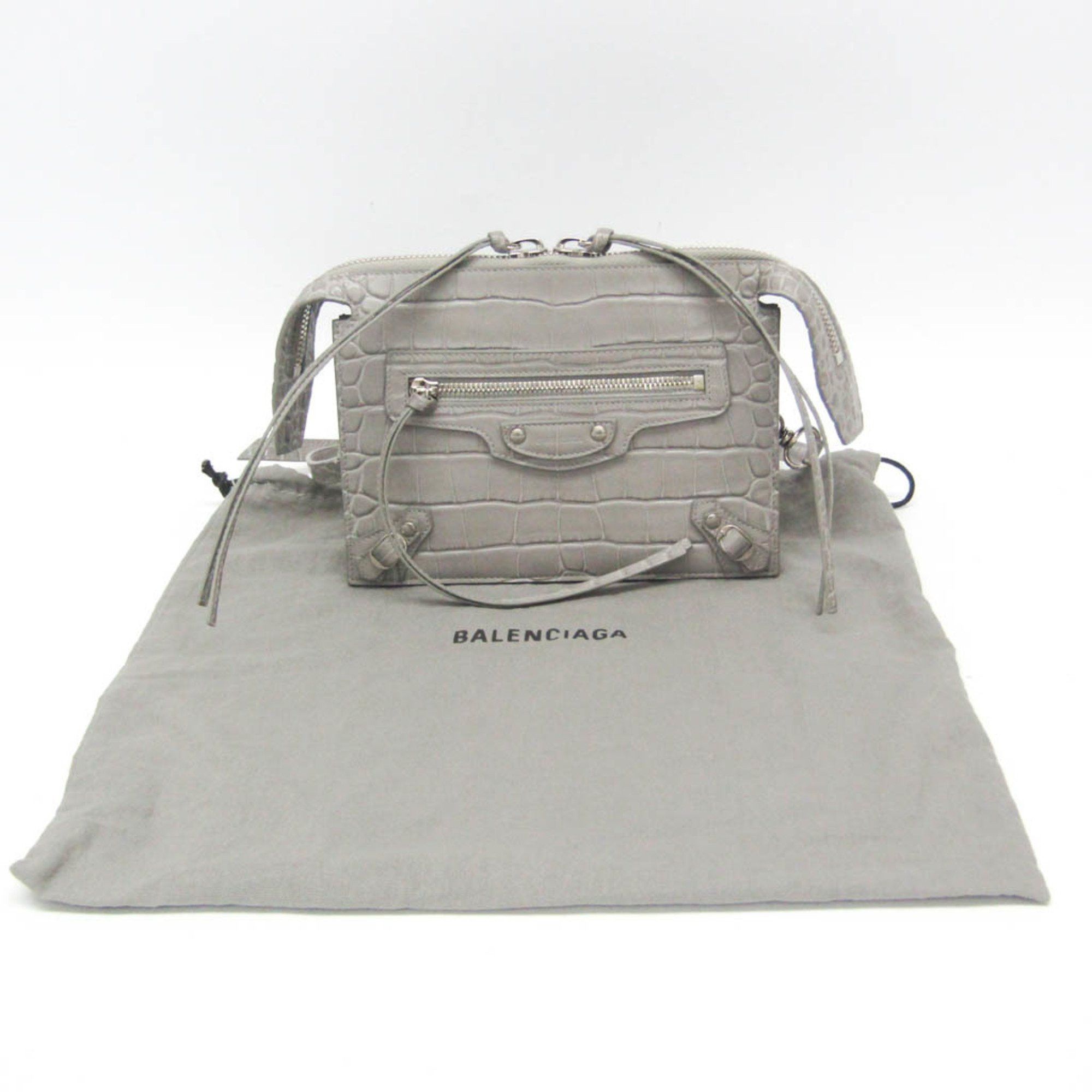 Balenciaga Balenciaga 655247 Women's Leather Shoulder Bag Gray Size ONE SIZE - 2 Thumbnail