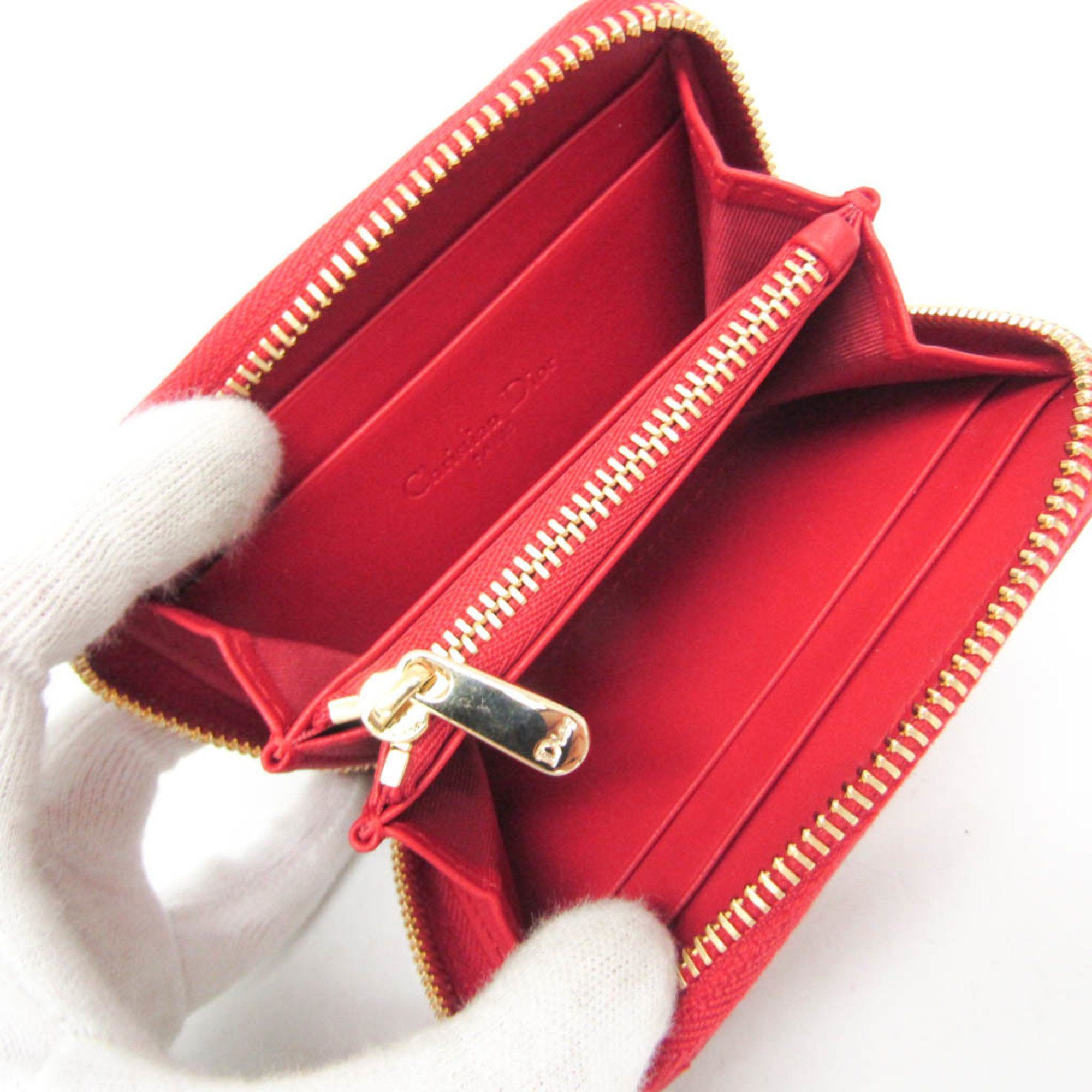 Dior Christian Dior Lady Dior S0985ONHG Women's Leather Coin Purse/coin Case Red Color Size ONE SIZE - 4 Thumbnail