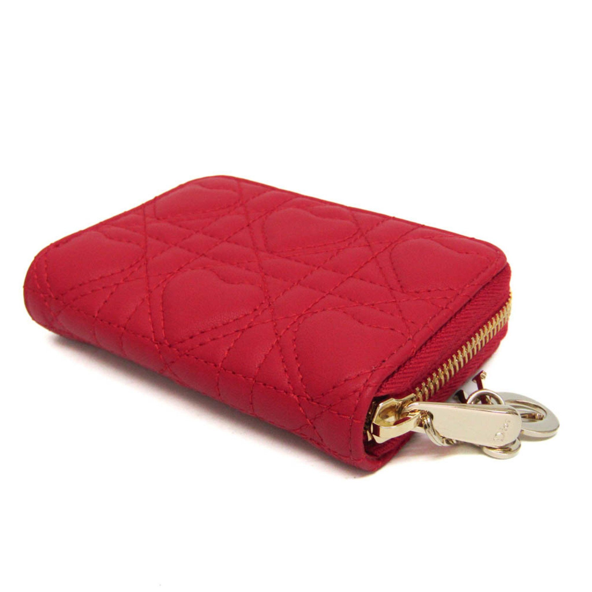 Dior Christian Dior Lady Dior S0985ONHG Women's Leather Coin Purse/coin Case Red Color Size ONE SIZE - 3 Thumbnail