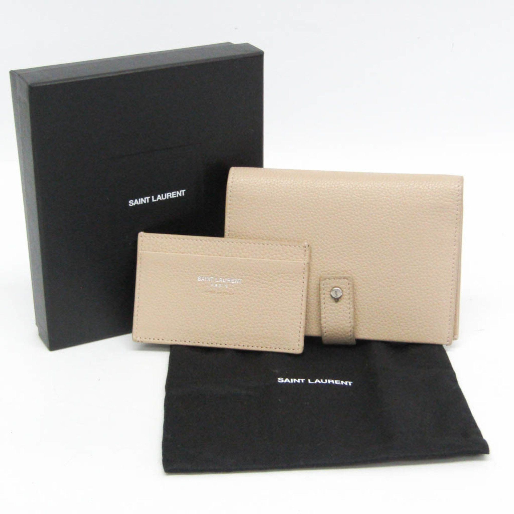 Saint Laurent Paris Saint Laurent 505011 Women's Leather Middle Wallet (bi-fold) Beige Size ONE SIZE - 2 Thumbnail