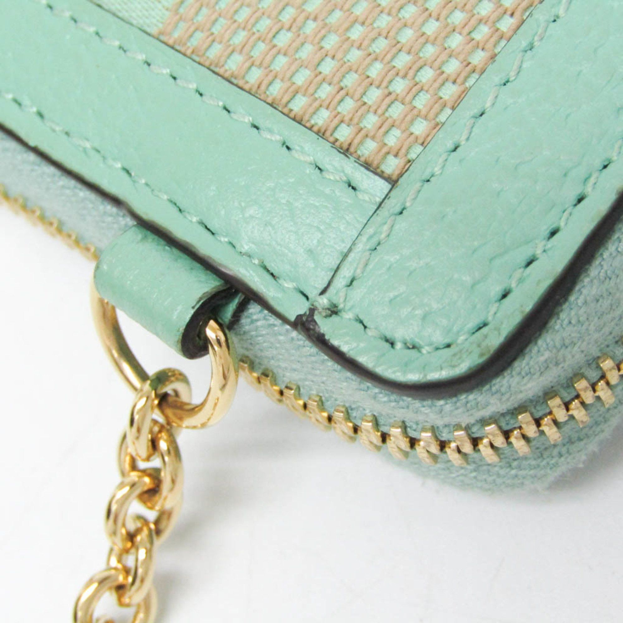 Gucci Gucci Jumbo GG Coin Case 726503 Leather Canvas Card Case Beige,Green Size ONE SIZE - 8 Thumbnail