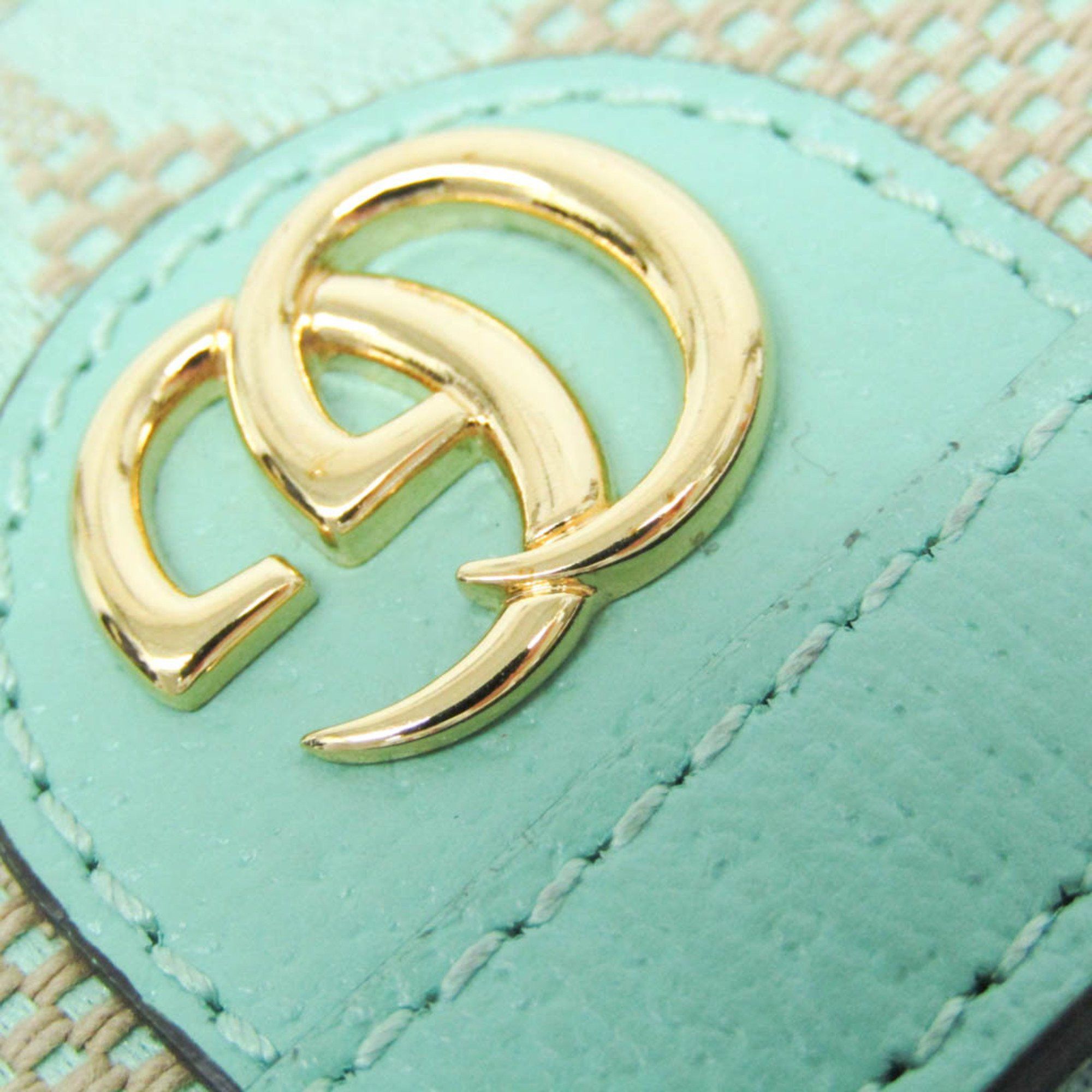 Gucci Gucci Jumbo GG Coin Case 726503 Leather Canvas Card Case Beige,Green Size ONE SIZE - 7 Thumbnail