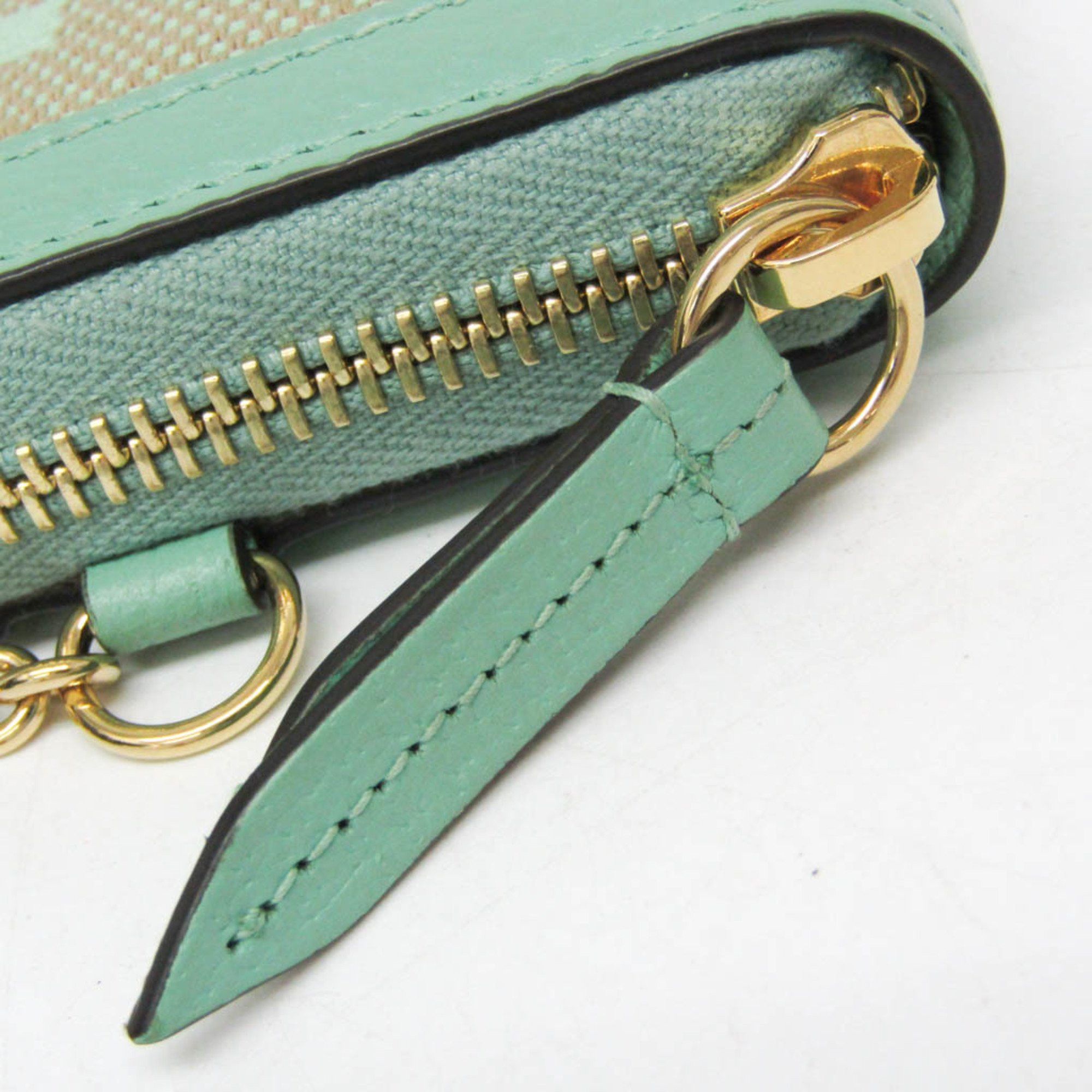 Gucci Gucci Jumbo GG Coin Case 726503 Leather Canvas Card Case Beige,Green Size ONE SIZE - 9 Thumbnail