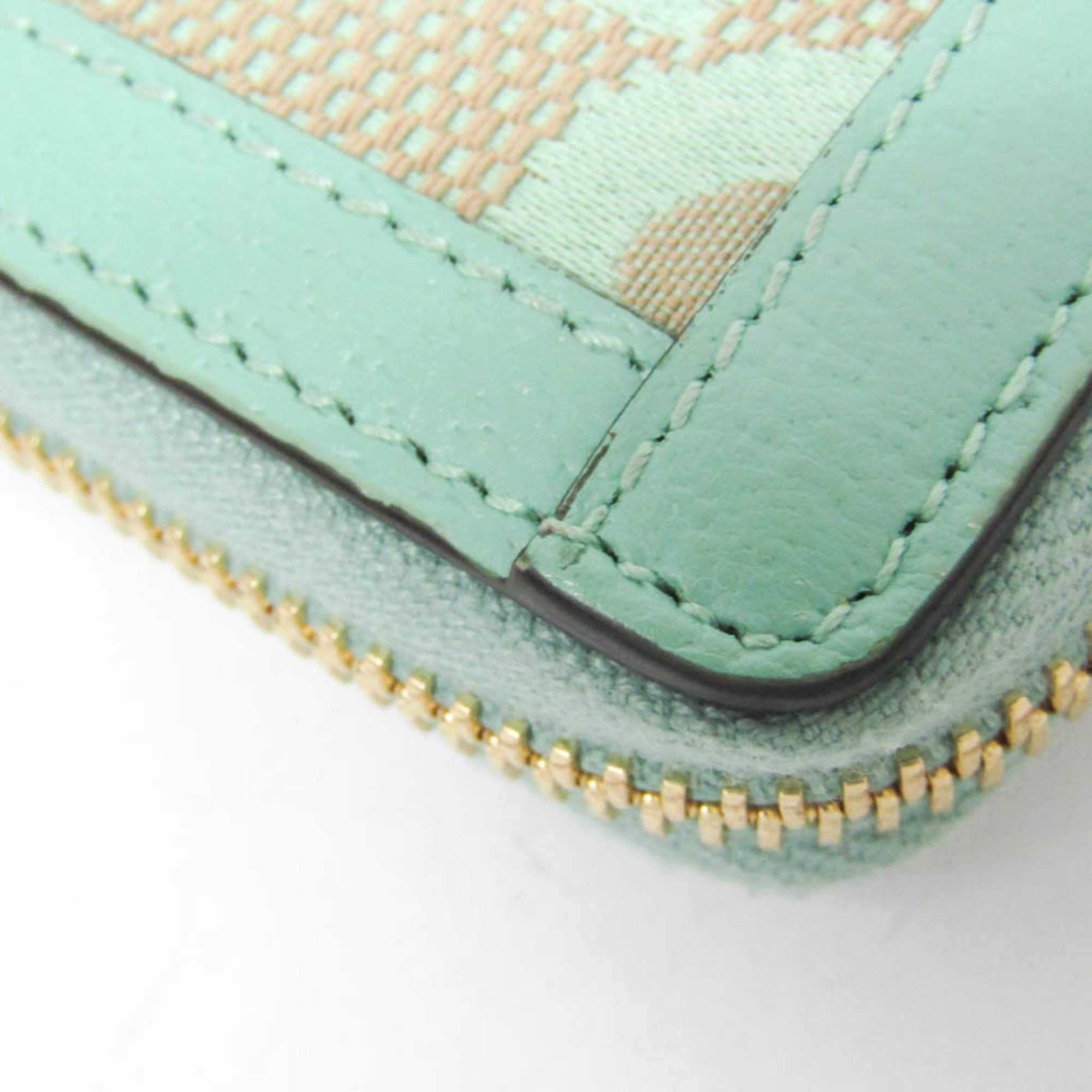 Gucci Gucci Jumbo GG Coin Case 726503 Leather Canvas Card Case Beige,Green Size ONE SIZE - 6 Thumbnail