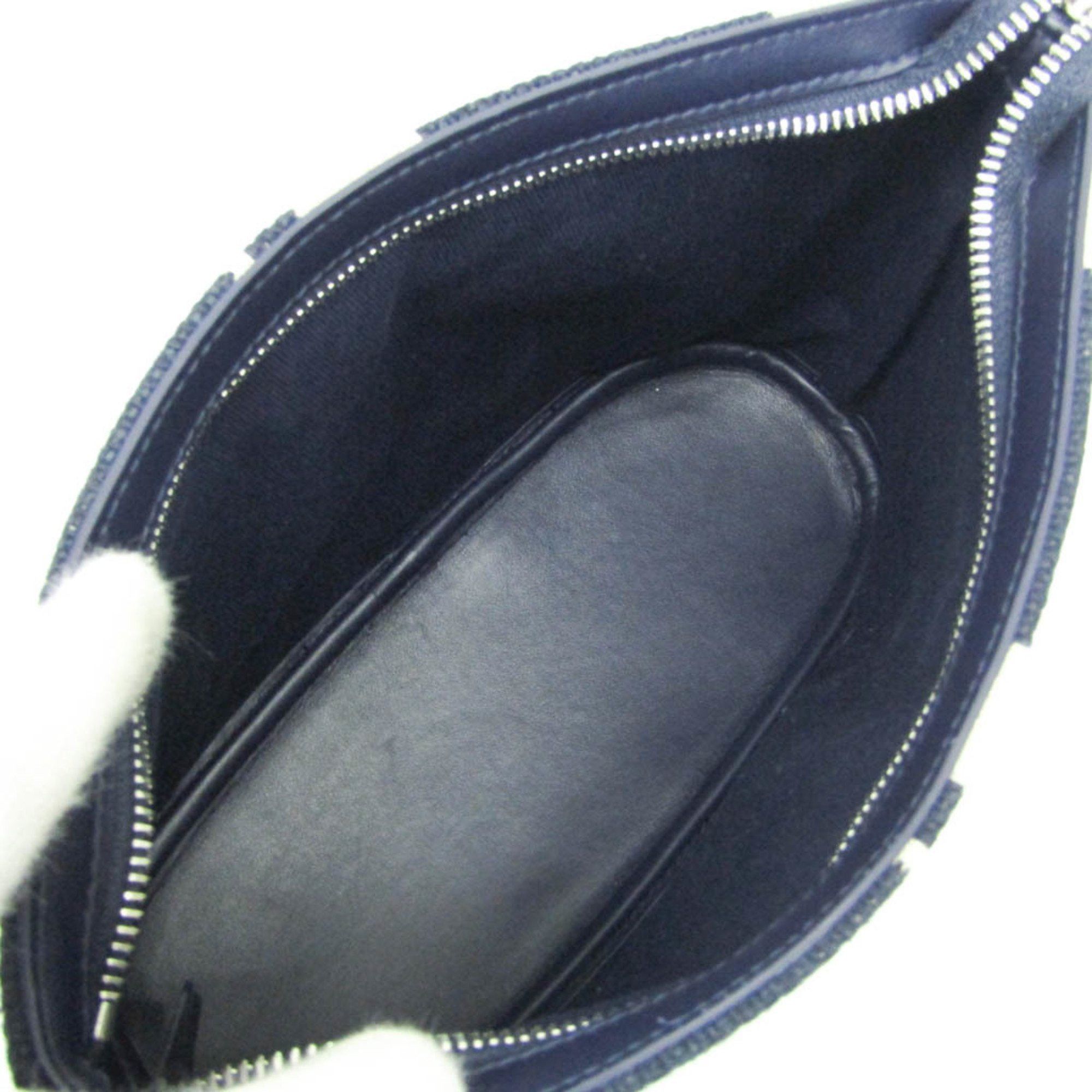 Salvatore Ferragamo Salvatore Ferragamo Logo EE-24 1638 Women,Men Leather,Cotton Pouch Cream,Navy Size ONE SIZE - 4 Thumbnail