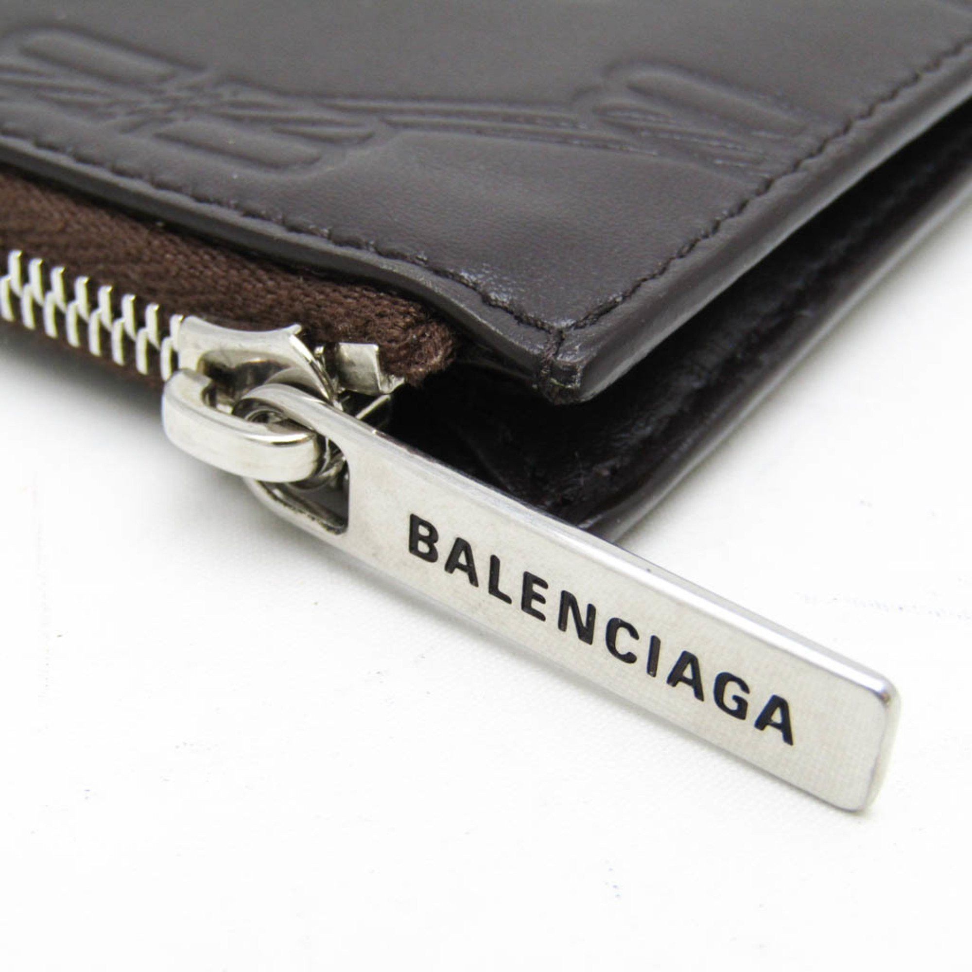 Balenciaga Balenciaga Fragment Case Coin Case 717784 Leather Card Case Dark Brown Size ONE SIZE - 7 Thumbnail