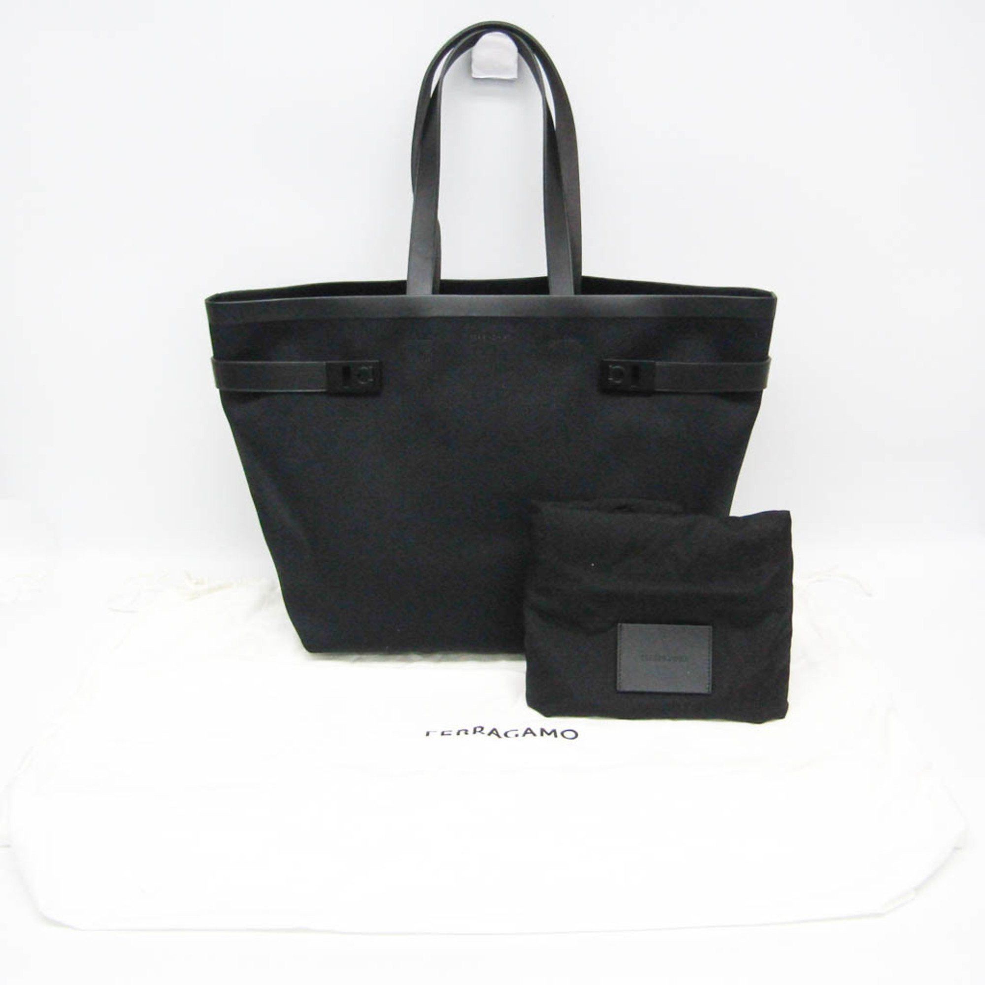 Salvatore Ferragamo Salvatore Ferragamo Gancini Big Tote EE-24 1295 Men's Canvas,Leather Tote Bag Black Size ONE SIZE - 2 Thumbnail