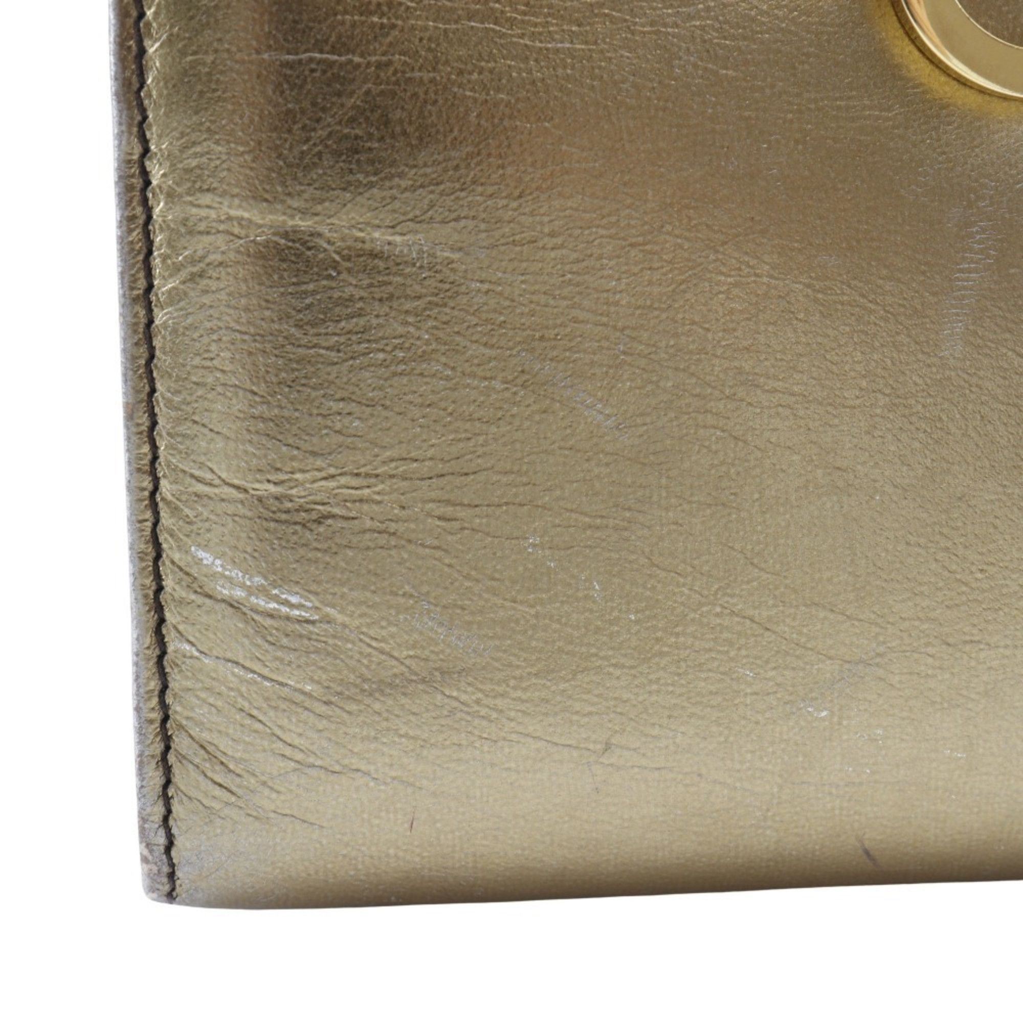 Salvatore Ferragamo Salvatore Ferragamo Chain Shoulder Bag Gancini Clutch AQ214734 Calf Gold 2way ChainShoulder Women's Size ONE SIZE - 7 Thumbnail