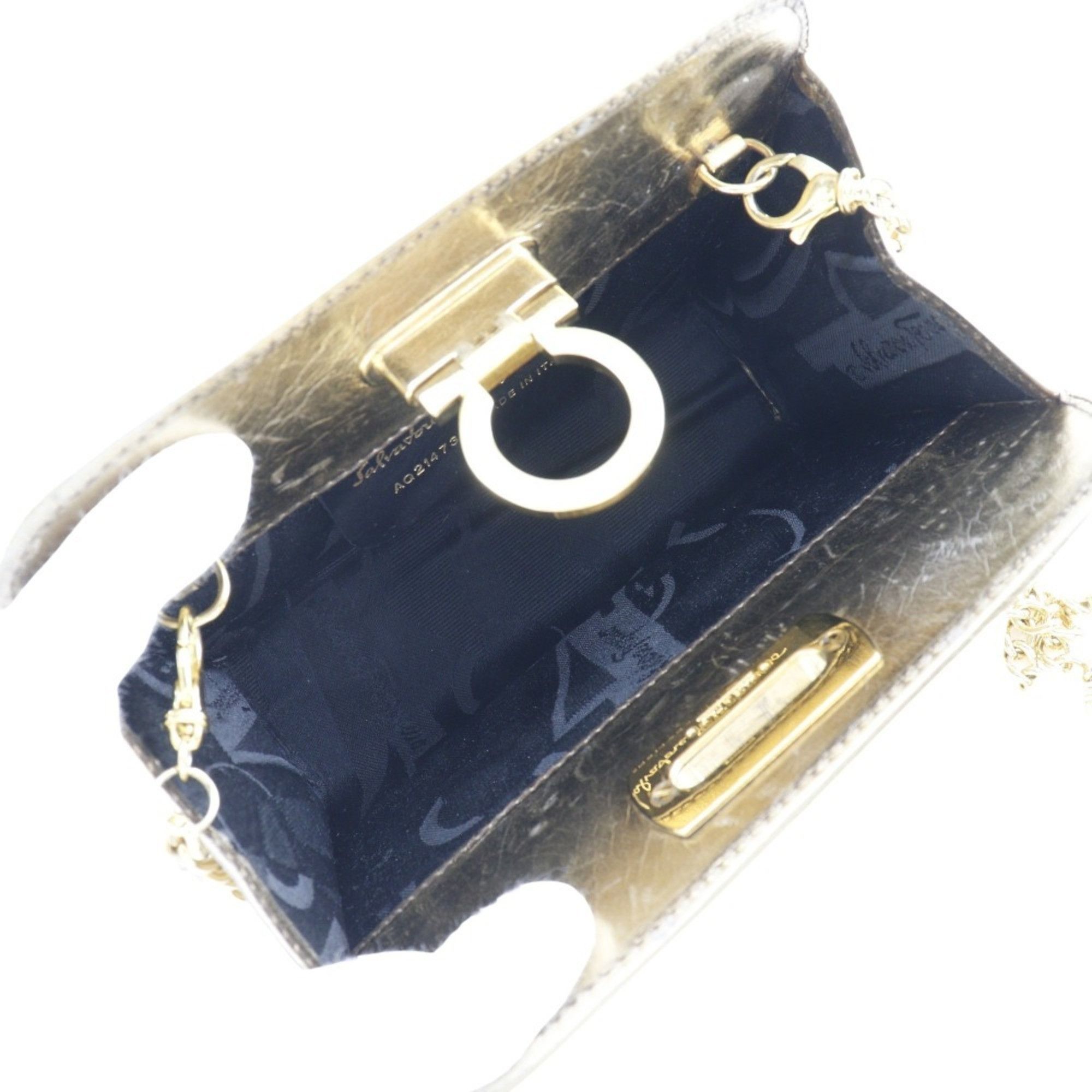 Salvatore Ferragamo Salvatore Ferragamo Chain Shoulder Bag Gancini Clutch AQ214734 Calf Gold 2way ChainShoulder Women's Size ONE SIZE - 6 Thumbnail