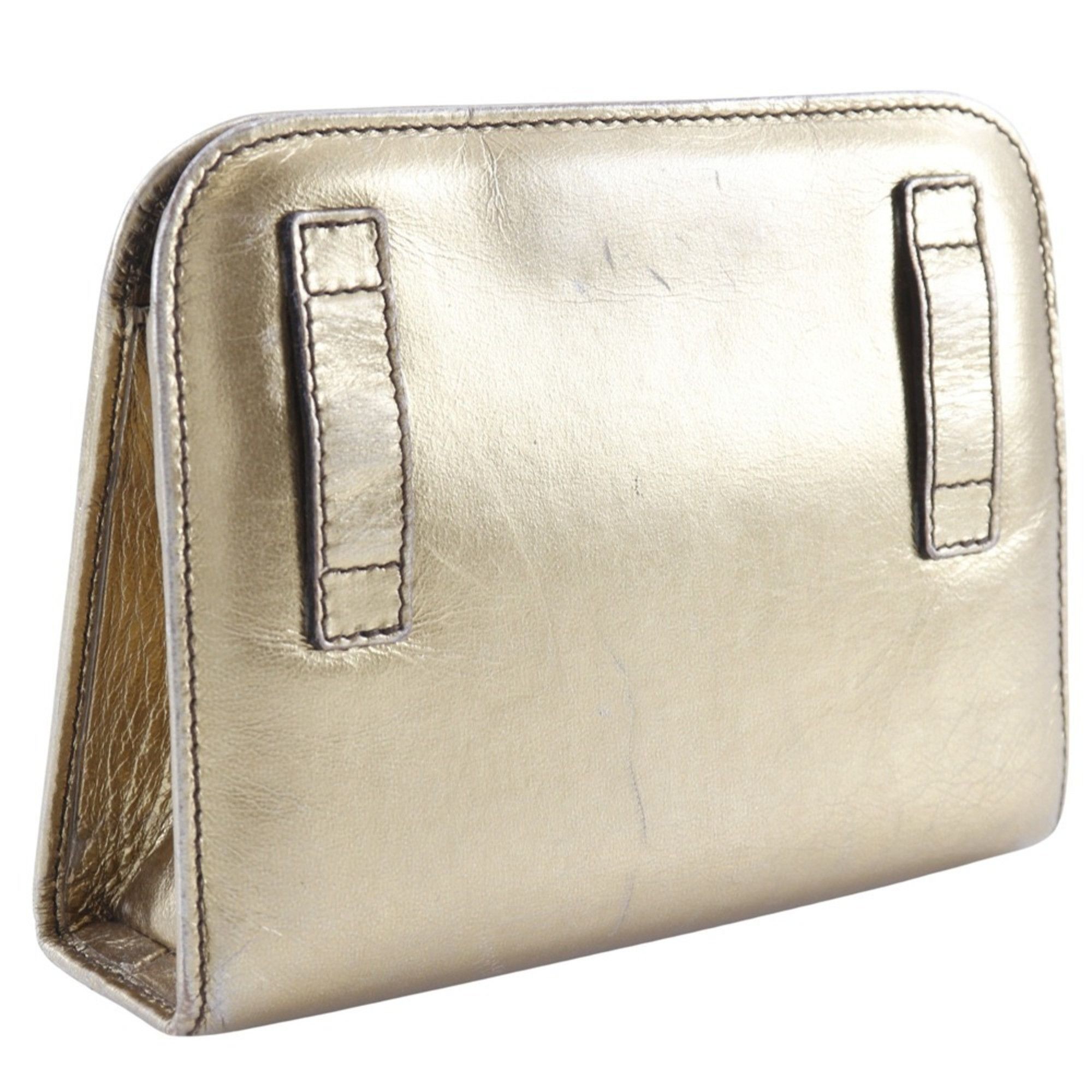 Salvatore Ferragamo Salvatore Ferragamo Chain Shoulder Bag Gancini Clutch AQ214734 Calf Gold 2way ChainShoulder Women's Size ONE SIZE - 3 Thumbnail
