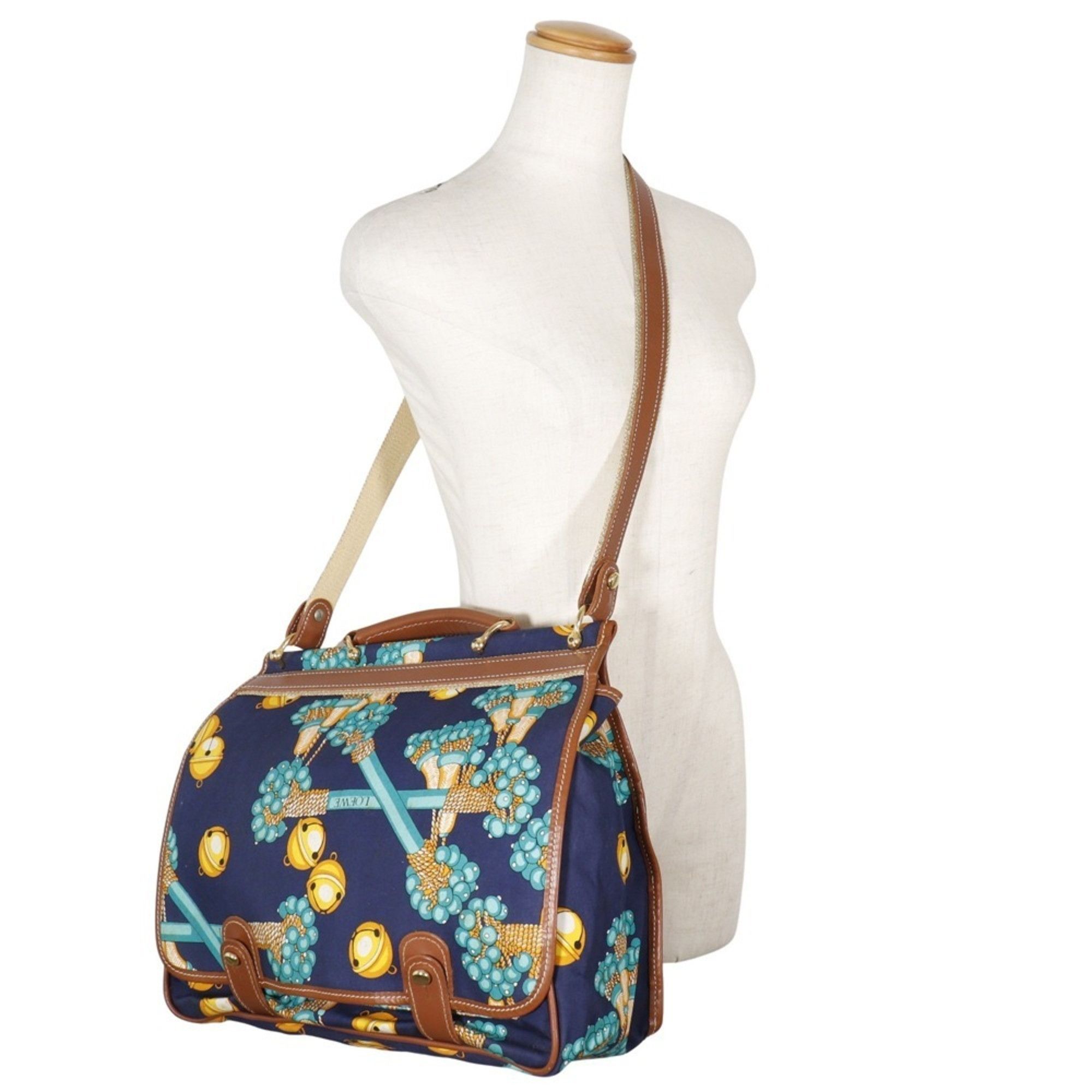 Loewe LOEWE Collection Line Shoulder Bag COLECCION JEREZ Canvas Navy 2way Flap Women's Size ONE SIZE - 16 Thumbnail