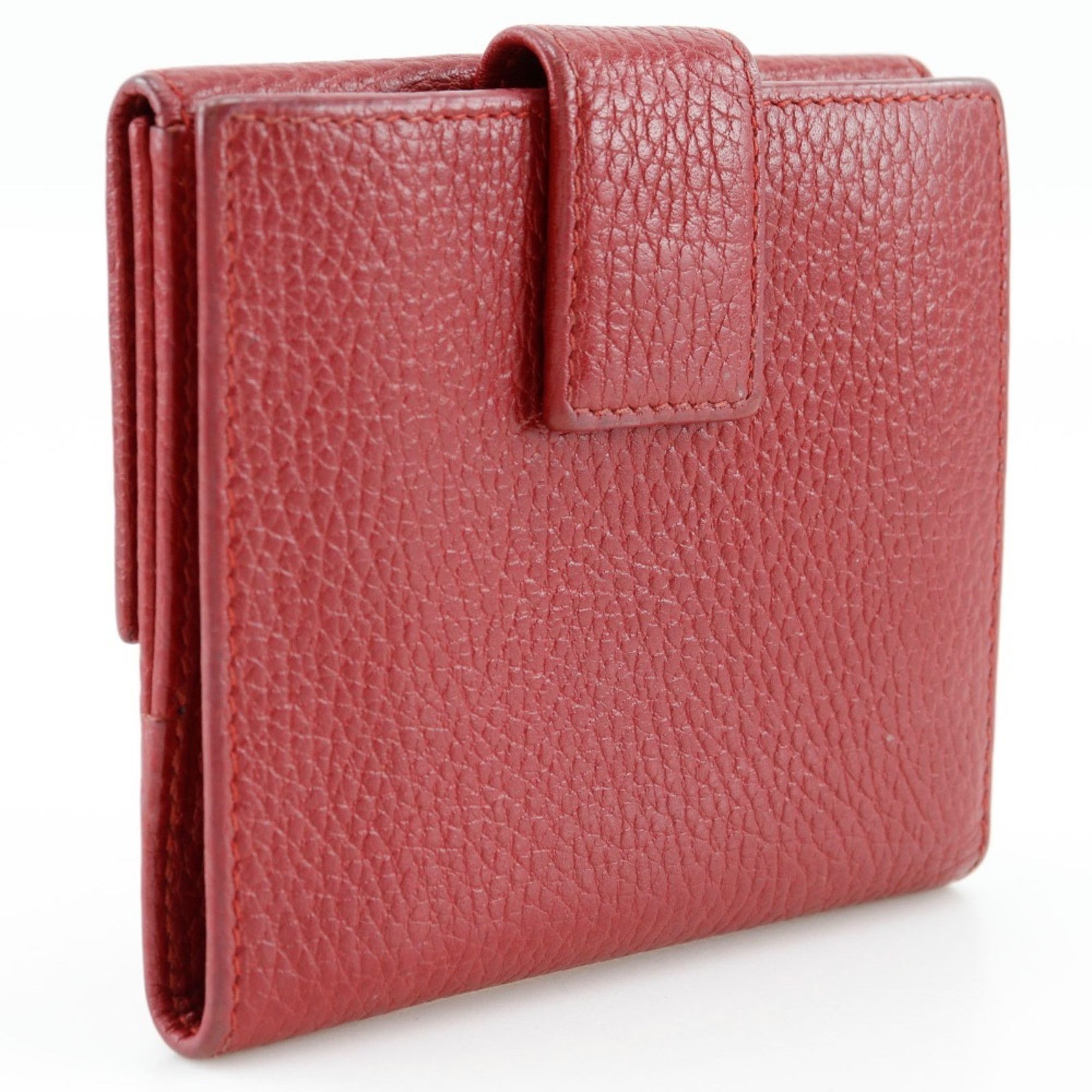 Gucci GUCCI GG Marmont Bi-fold Wallet 456122 Leather Red Snap Button Women's Size ONE SIZE - 3 Thumbnail